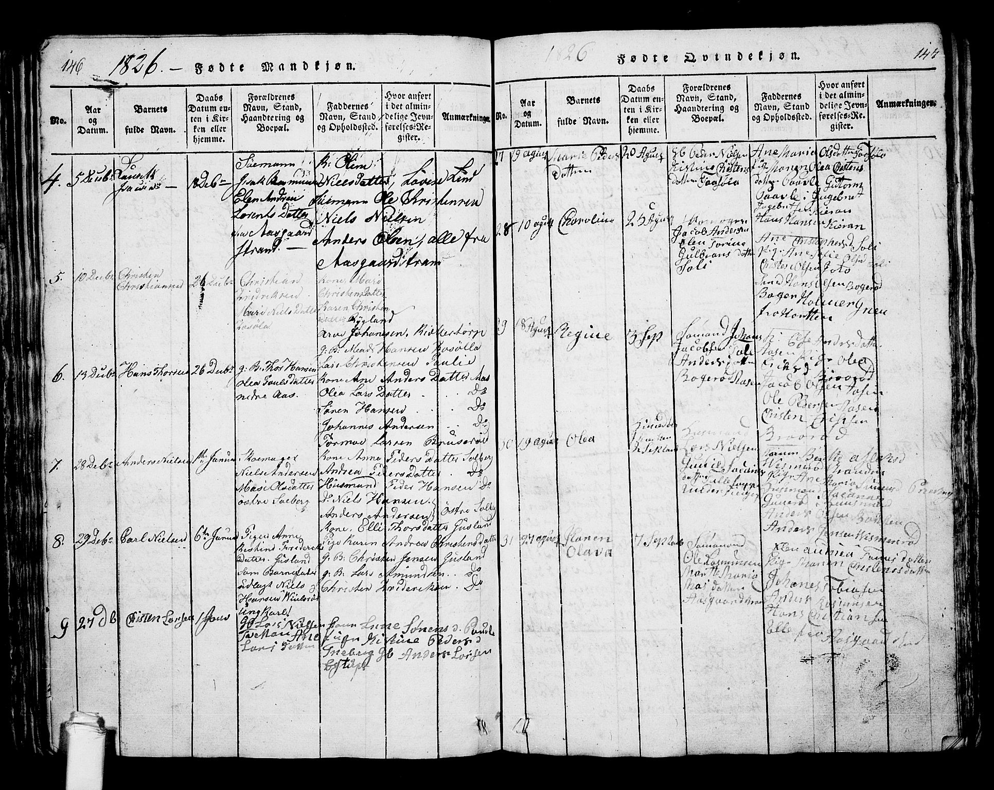 Borre kirkebøker, AV/SAKO-A-338/G/Ga/L0001: Klokkerbok nr. I 1, 1815-1851, s. 146-147