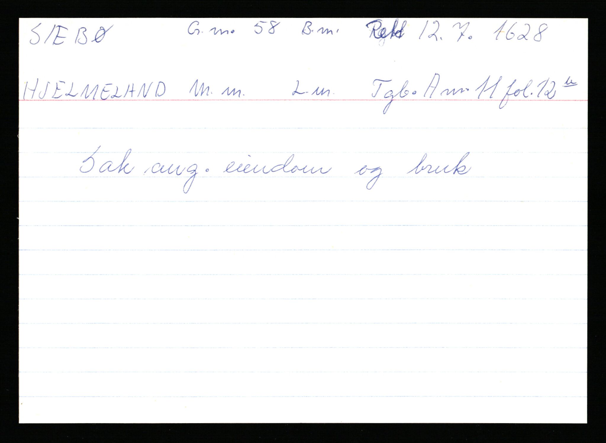 Statsarkivet i Stavanger, AV/SAST-A-101971/03/Y/Ym/L0058: Åstedskort sortert etter gårdsnavn: Sæbø - Sørhus, 1600-1950, s. 8