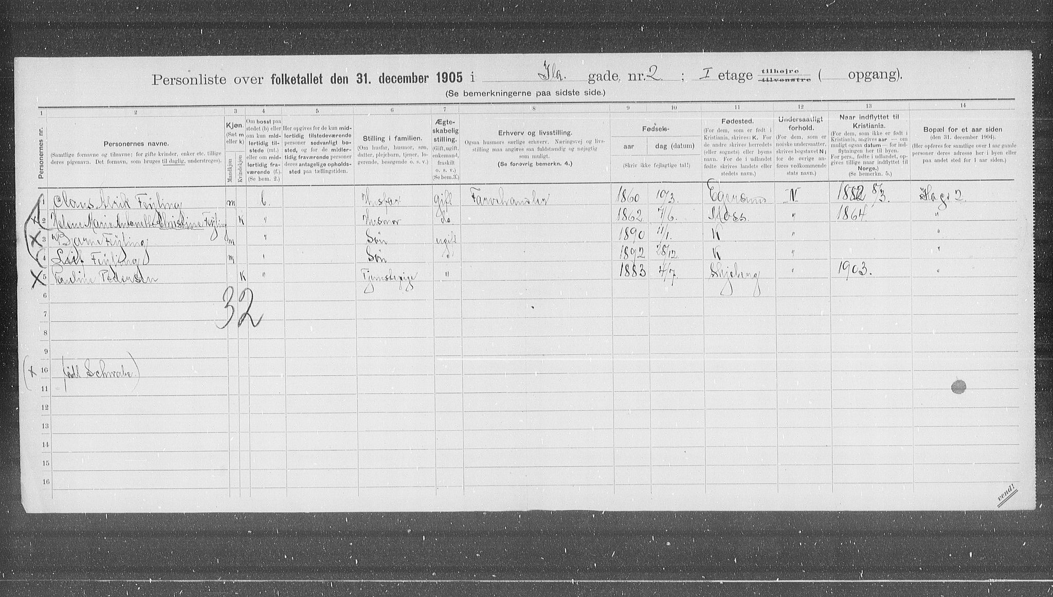 OBA, Kommunal folketelling 31.12.1905 for Kristiania kjøpstad, 1905, s. 22734