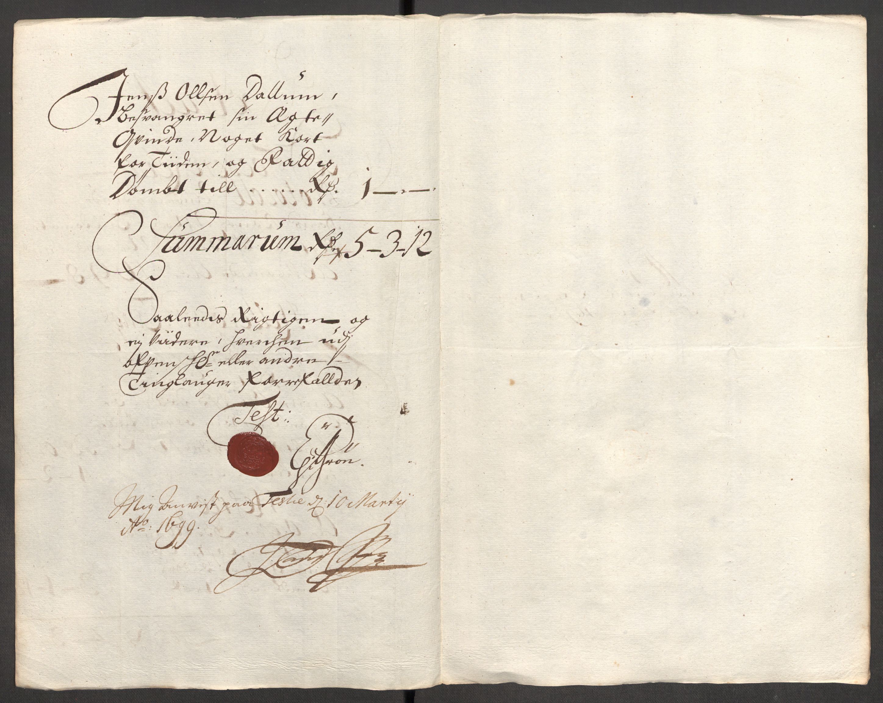 Rentekammeret inntil 1814, Reviderte regnskaper, Fogderegnskap, AV/RA-EA-4092/R57/L3853: Fogderegnskap Fosen, 1698-1699, s. 39