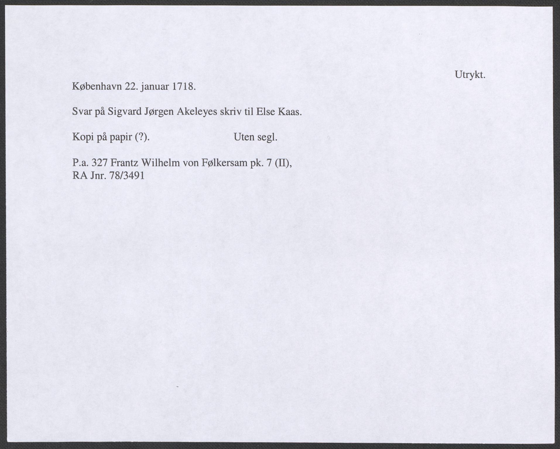 Riksarkivets diplomsamling, RA/EA-5965/F12/L0005: Pk. 7 (II), 1613-1721, s. 122