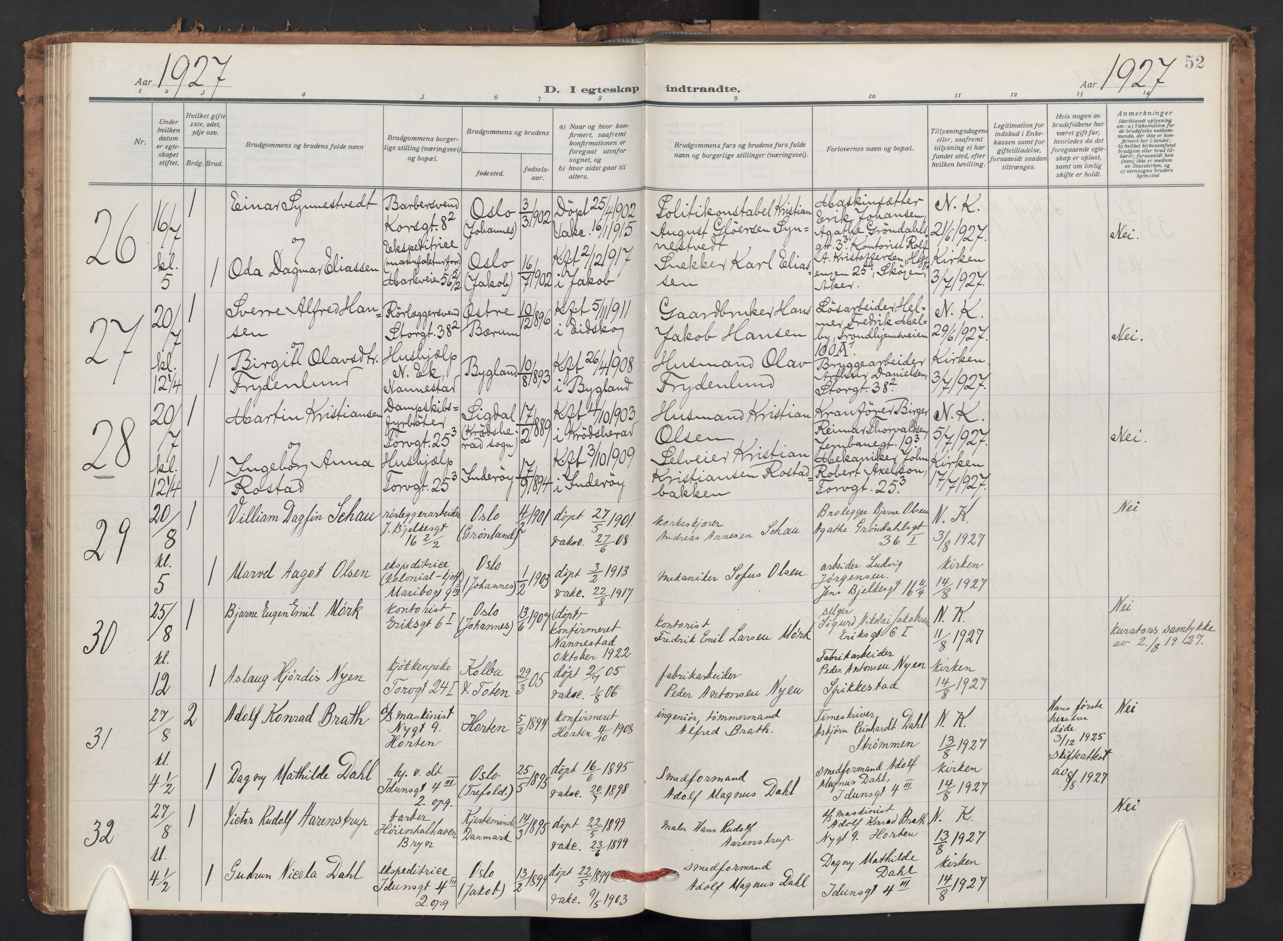 Jakob prestekontor Kirkebøker, AV/SAO-A-10850/F/Fa/L0018: Ministerialbok nr. 18, 1923-1936, s. 52
