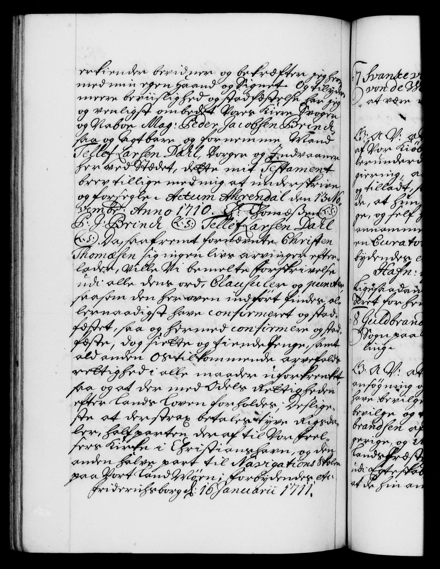 Danske Kanselli 1572-1799, AV/RA-EA-3023/F/Fc/Fca/Fcaa/L0020: Norske registre, 1708-1711, s. 482b