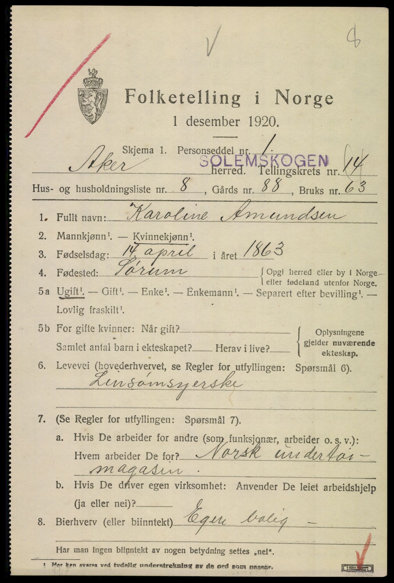 SAO, Folketelling 1920 for 0218 Aker herred, 1920, s. 85880