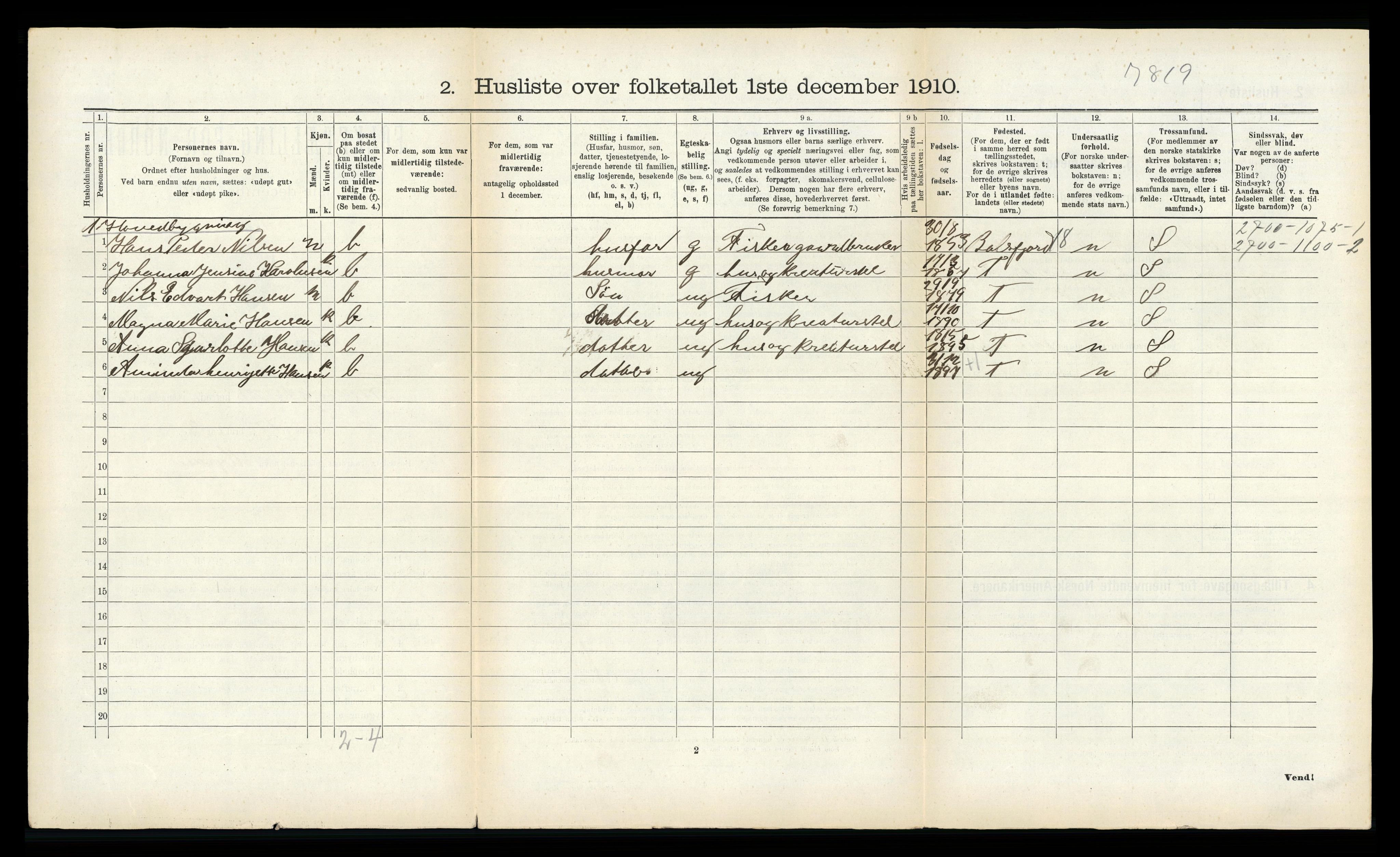 RA, Folketelling 1910 for 1934 Tromsøysund herred, 1910, s. 1174