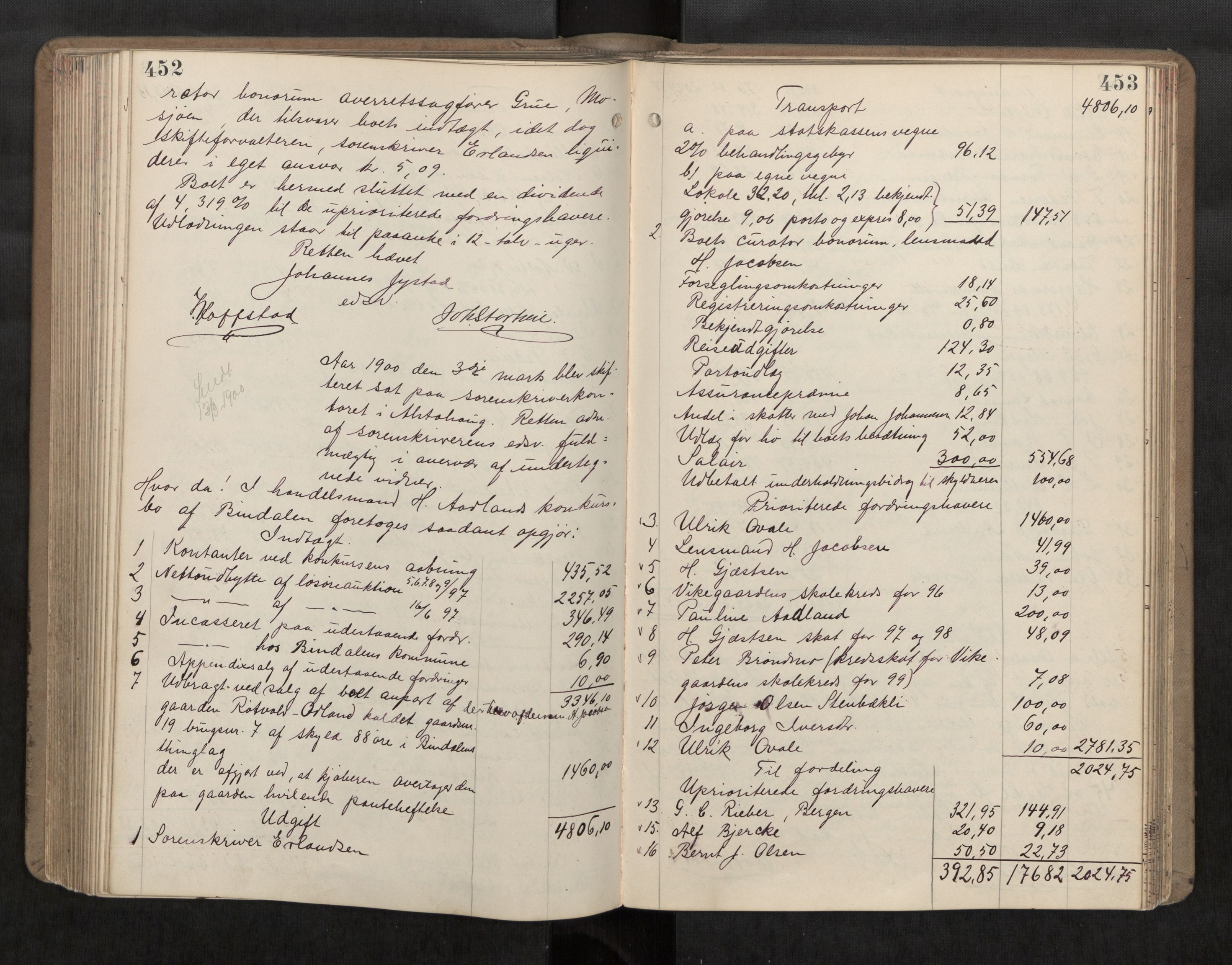 Søndre Helgeland sorenskriveri, AV/SAT-A-4575/1/3/3A/L0006: Skifteutlodningsprot., 1896-1902, s. 452-453