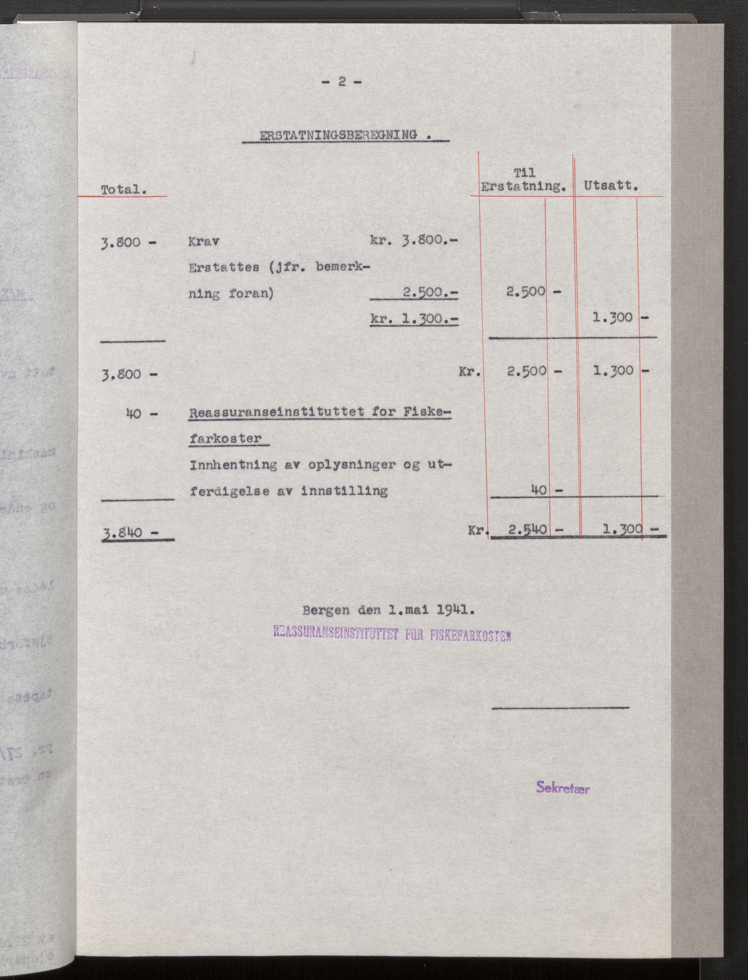 Fiskeridirektoratet - 1 Adm. ledelse - 13 Båtkontoret, AV/SAB-A-2003/La/L0033: Statens krigsforsikring for fiskeflåten, 1936-1971, s. 573