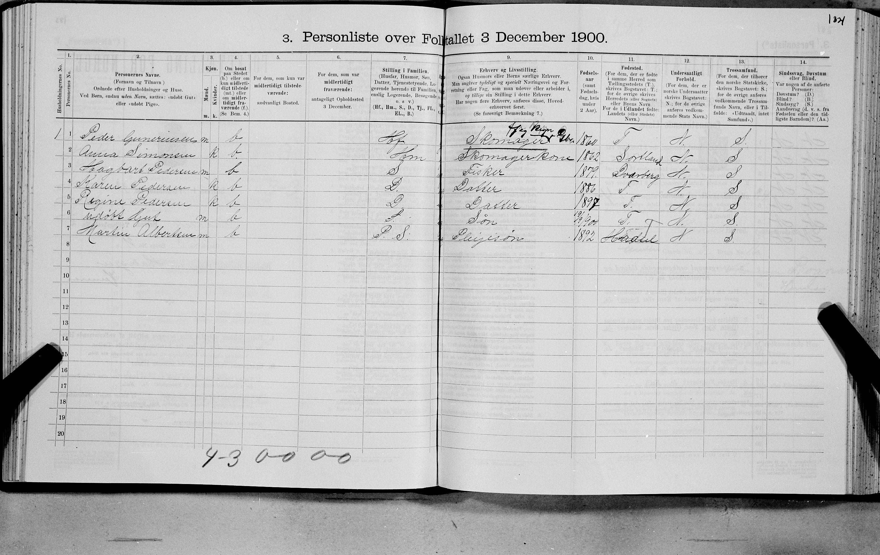 SAT, Folketelling 1900 for 1866 Hadsel herred, 1900, s. 180