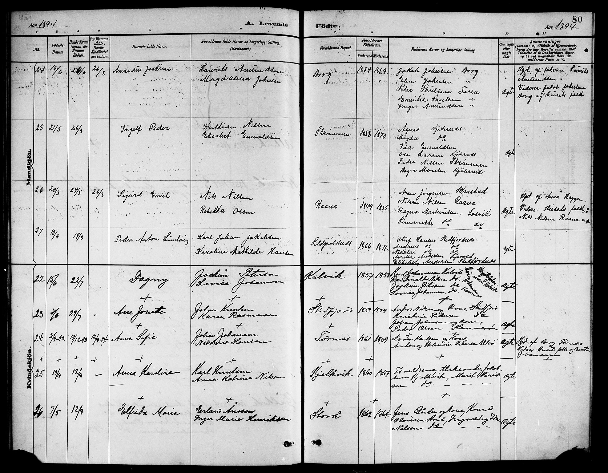 Ministerialprotokoller, klokkerbøker og fødselsregistre - Nordland, SAT/A-1459/861/L0876: Klokkerbok nr. 861C02, 1887-1903, s. 80