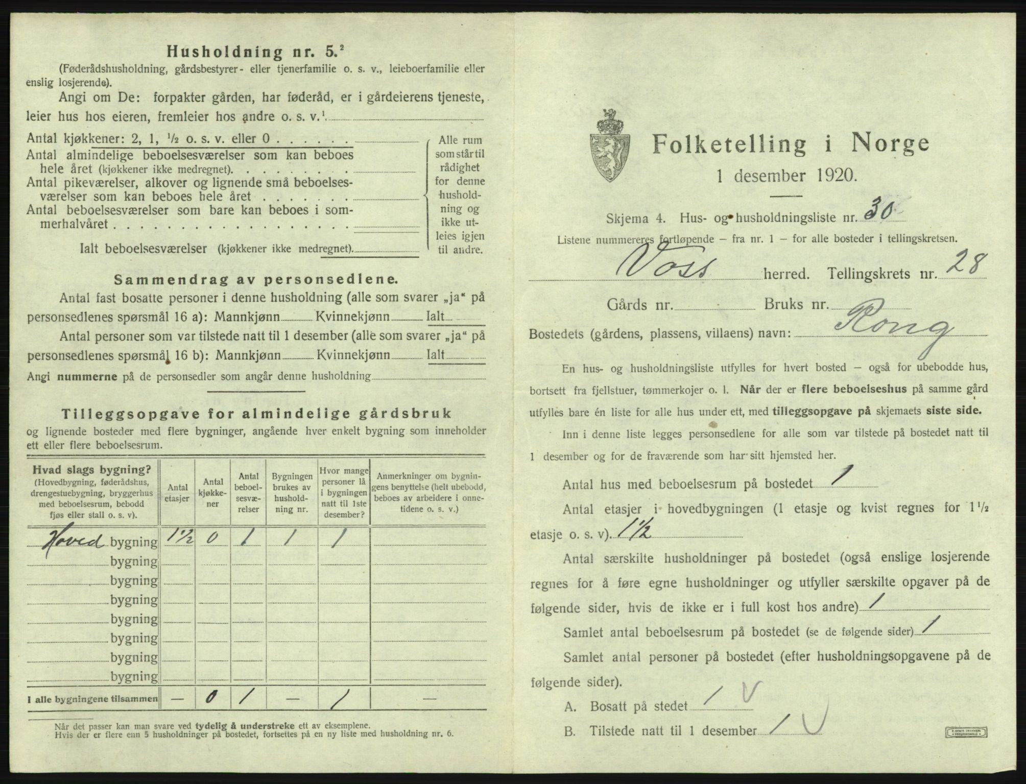 SAB, Folketelling 1920 for 1235 Voss herred, 1920, s. 2563