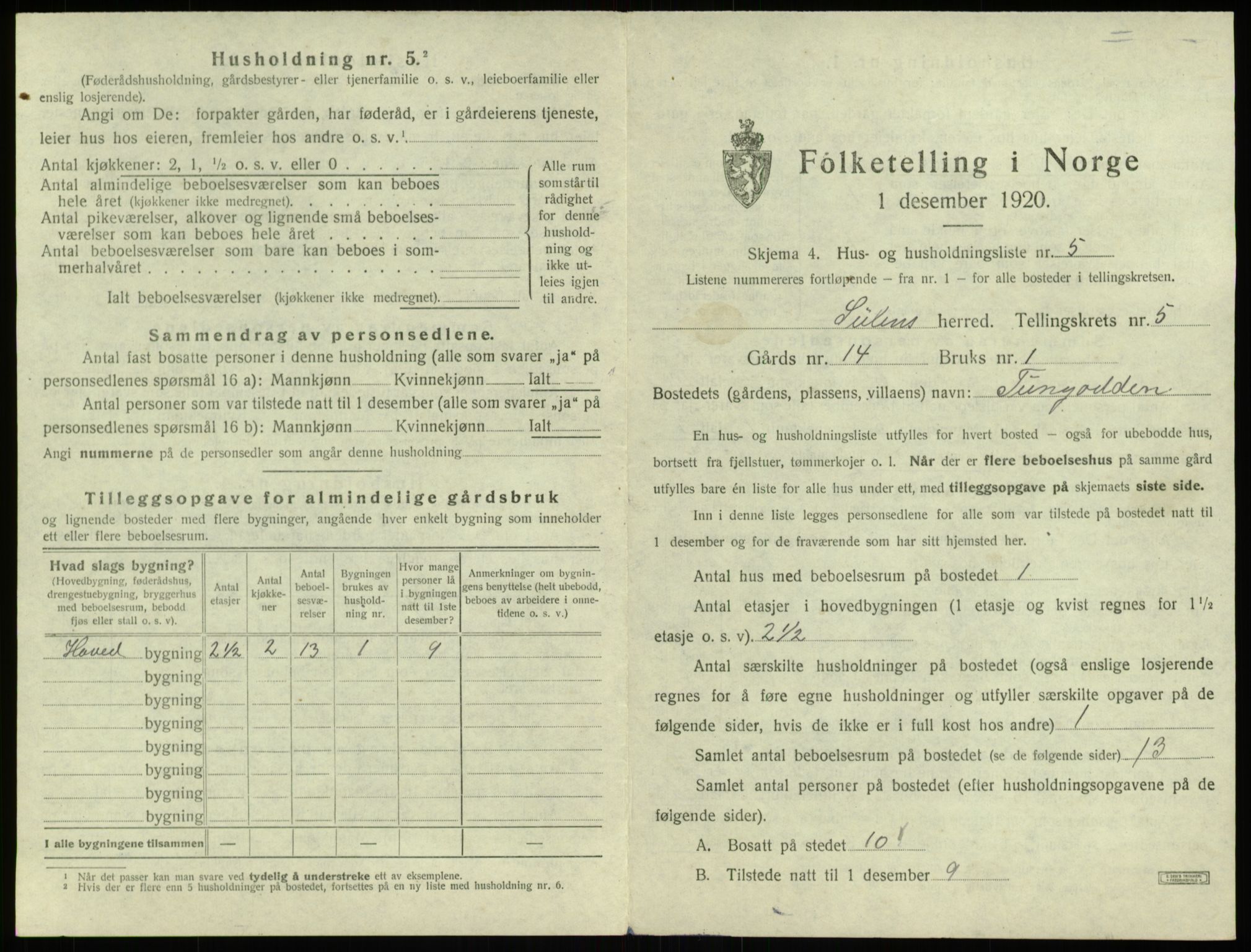 SAB, Folketelling 1920 for 1412 Solund herred, 1920, s. 313
