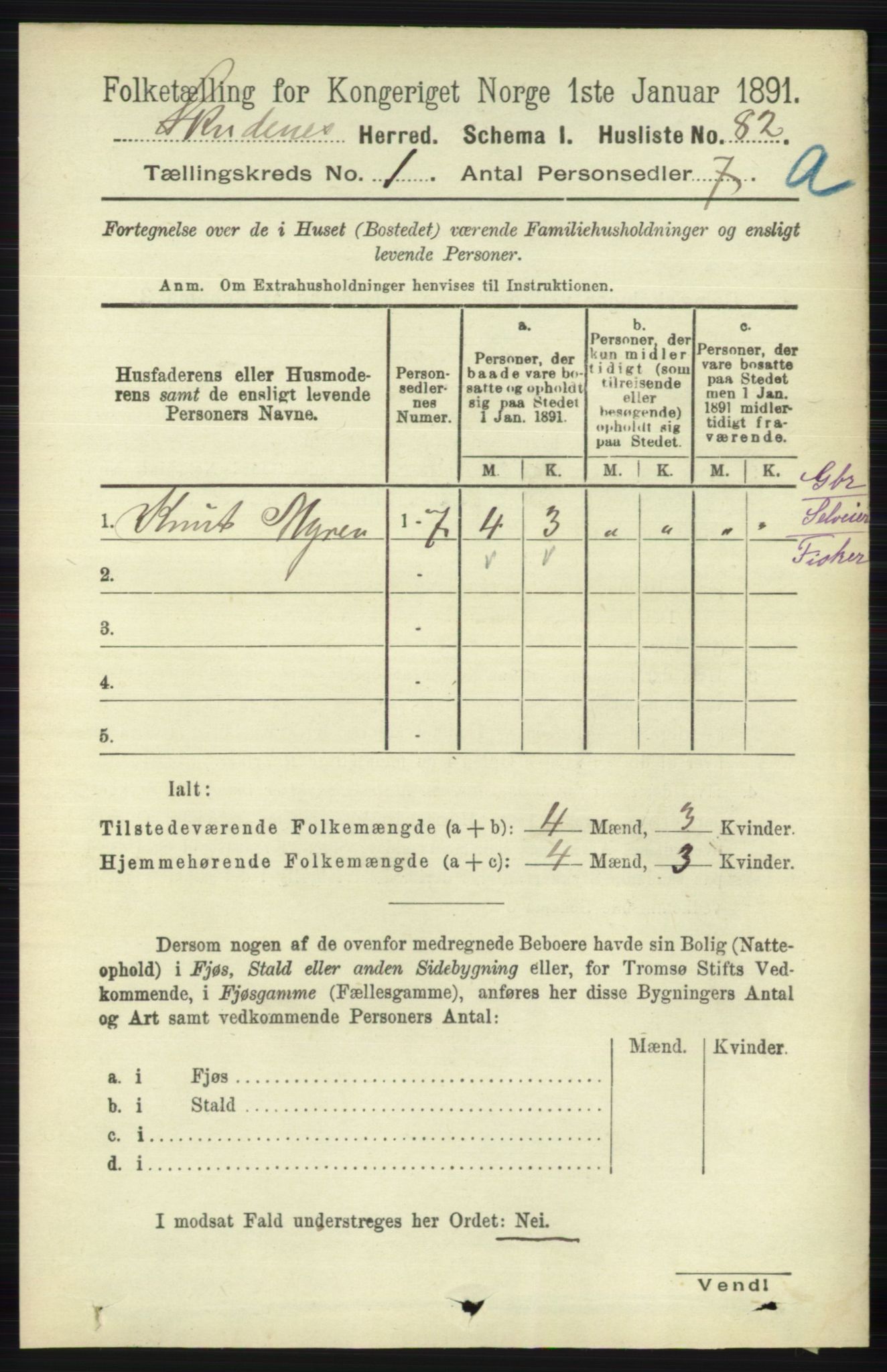 RA, Folketelling 1891 for 1150 Skudenes herred, 1891, s. 106