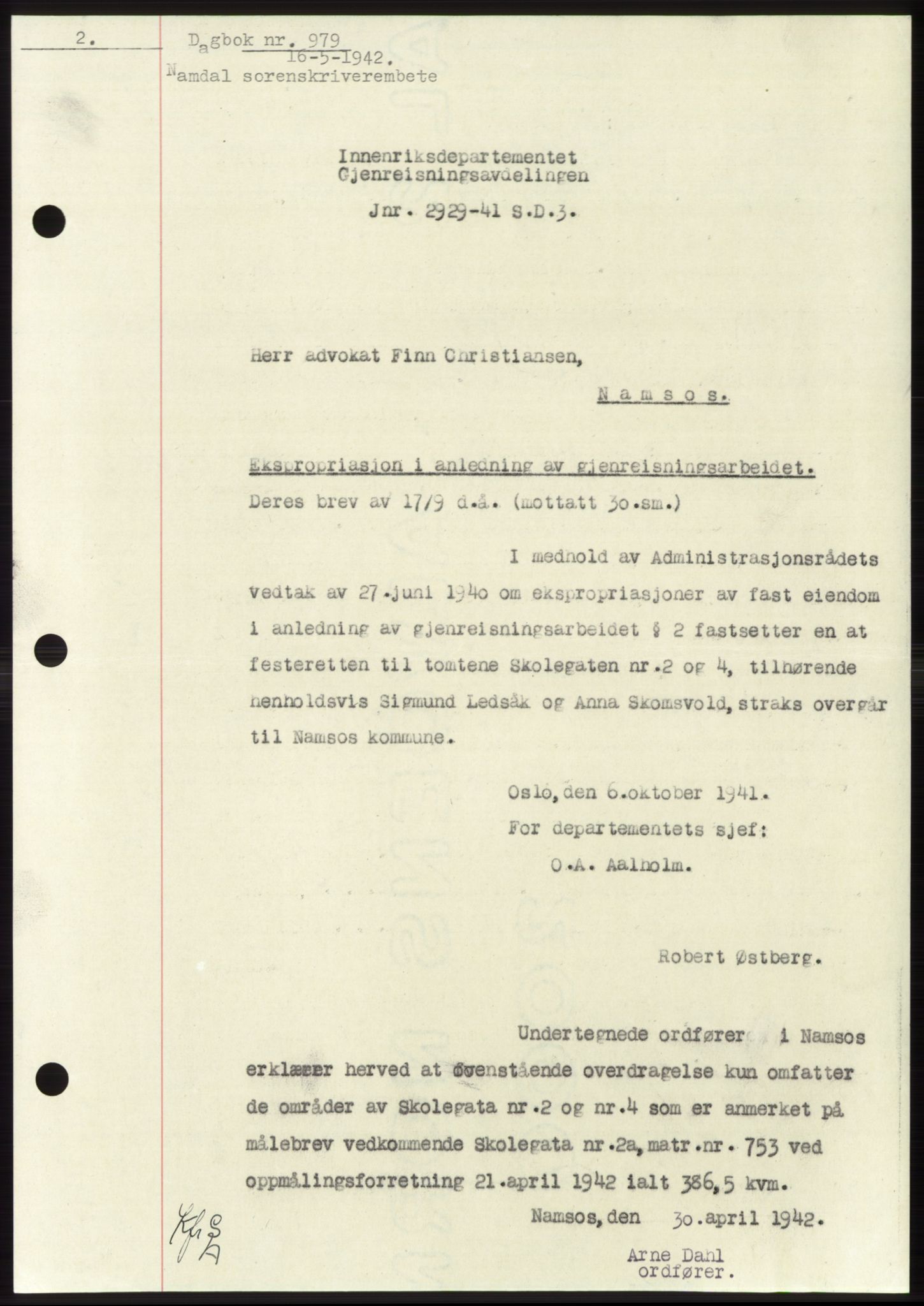 Namdal sorenskriveri, SAT/A-4133/1/2/2C: Pantebok nr. -, 1941-1942, Dagboknr: 979/1942