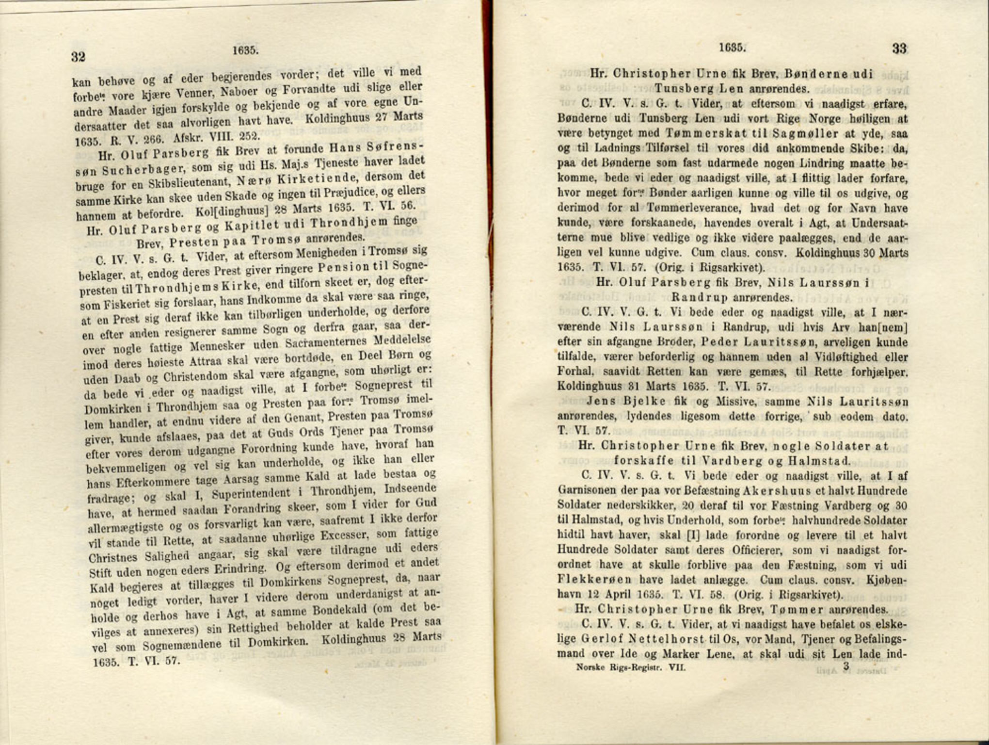 Publikasjoner utgitt av Det Norske Historiske Kildeskriftfond, PUBL/-/-/-: Norske Rigs-Registranter, bind 7, 1635-1640, s. 32-33