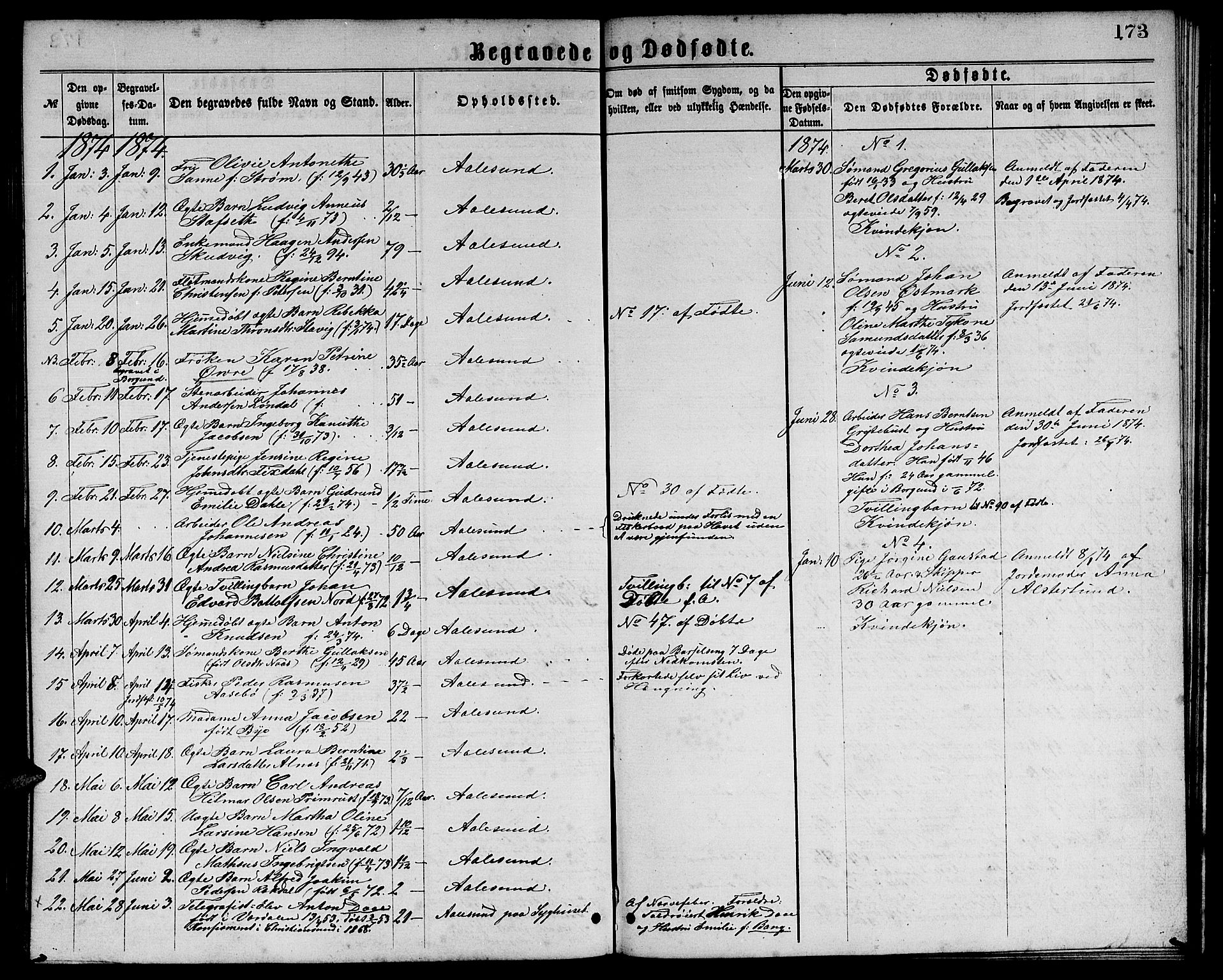 Ministerialprotokoller, klokkerbøker og fødselsregistre - Møre og Romsdal, AV/SAT-A-1454/529/L0465: Klokkerbok nr. 529C02, 1868-1877, s. 173