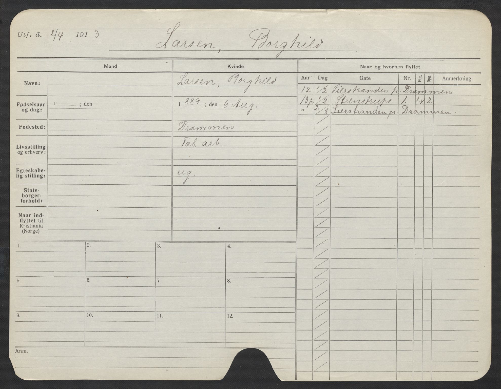 Oslo folkeregister, Registerkort, AV/SAO-A-11715/F/Fa/Fac/L0019: Kvinner, 1906-1914, s. 842a