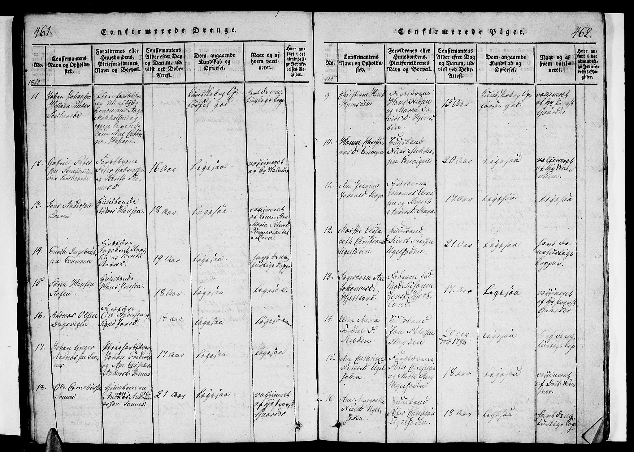 Ministerialprotokoller, klokkerbøker og fødselsregistre - Nordland, AV/SAT-A-1459/834/L0510: Klokkerbok nr. 834C01, 1820-1847, s. 461-462