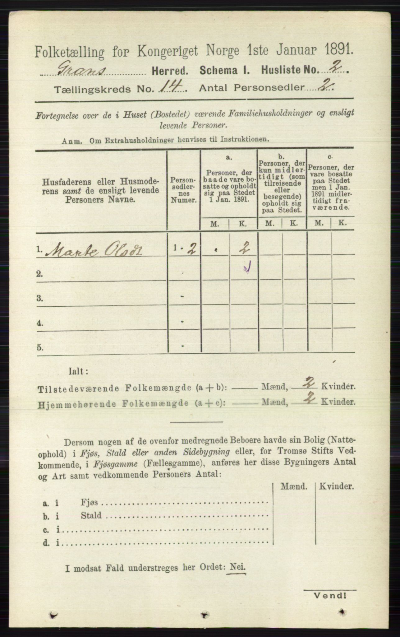 RA, Folketelling 1891 for 0534 Gran herred, 1891, s. 6880