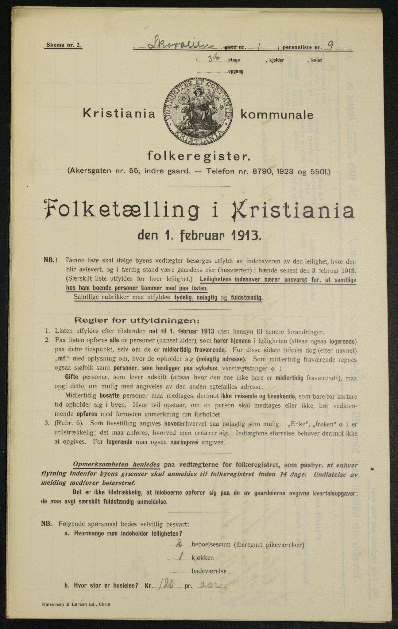 OBA, Kommunal folketelling 1.2.1913 for Kristiania, 1913, s. 96396