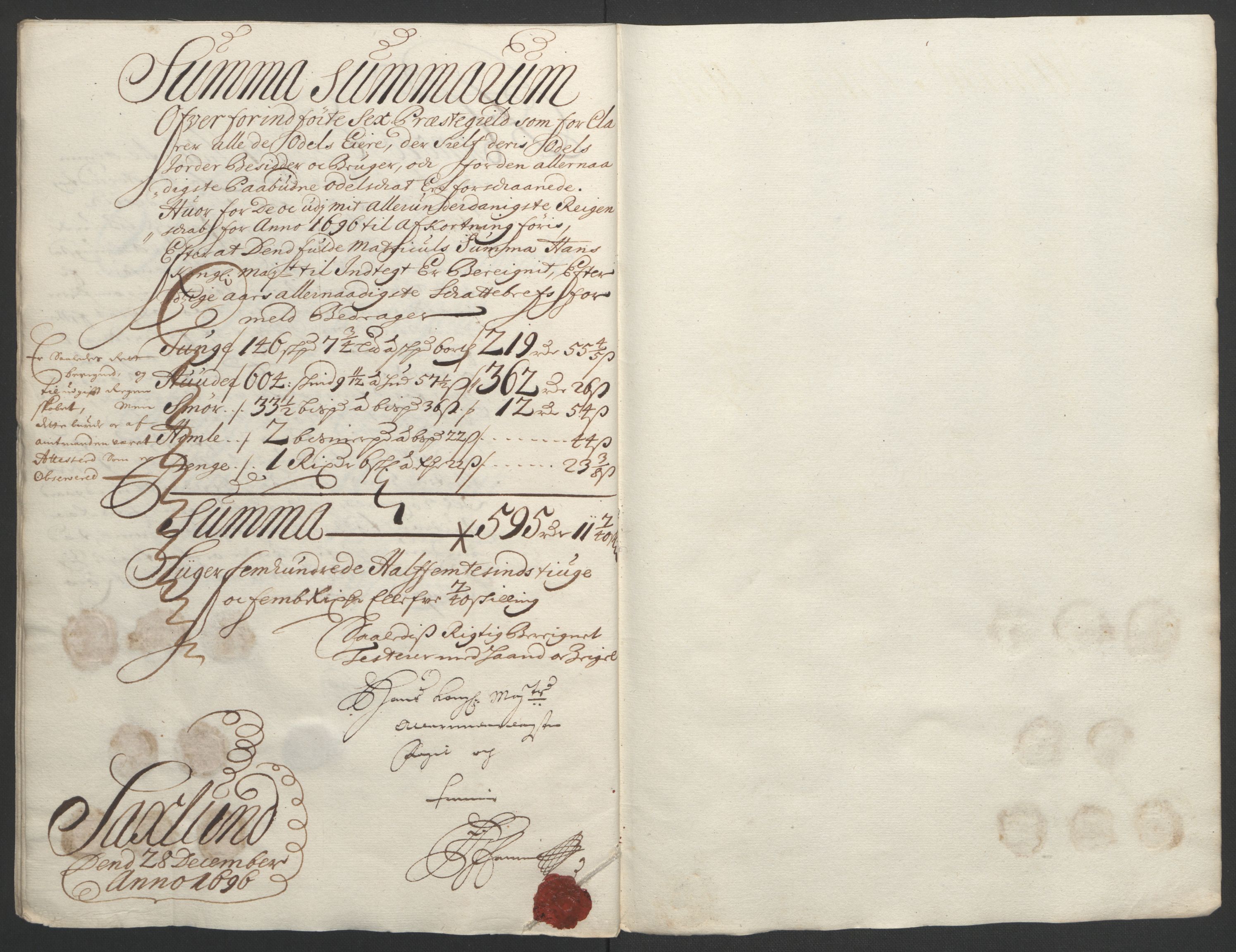 Rentekammeret inntil 1814, Reviderte regnskaper, Fogderegnskap, AV/RA-EA-4092/R16/L1036: Fogderegnskap Hedmark, 1695-1696, s. 420