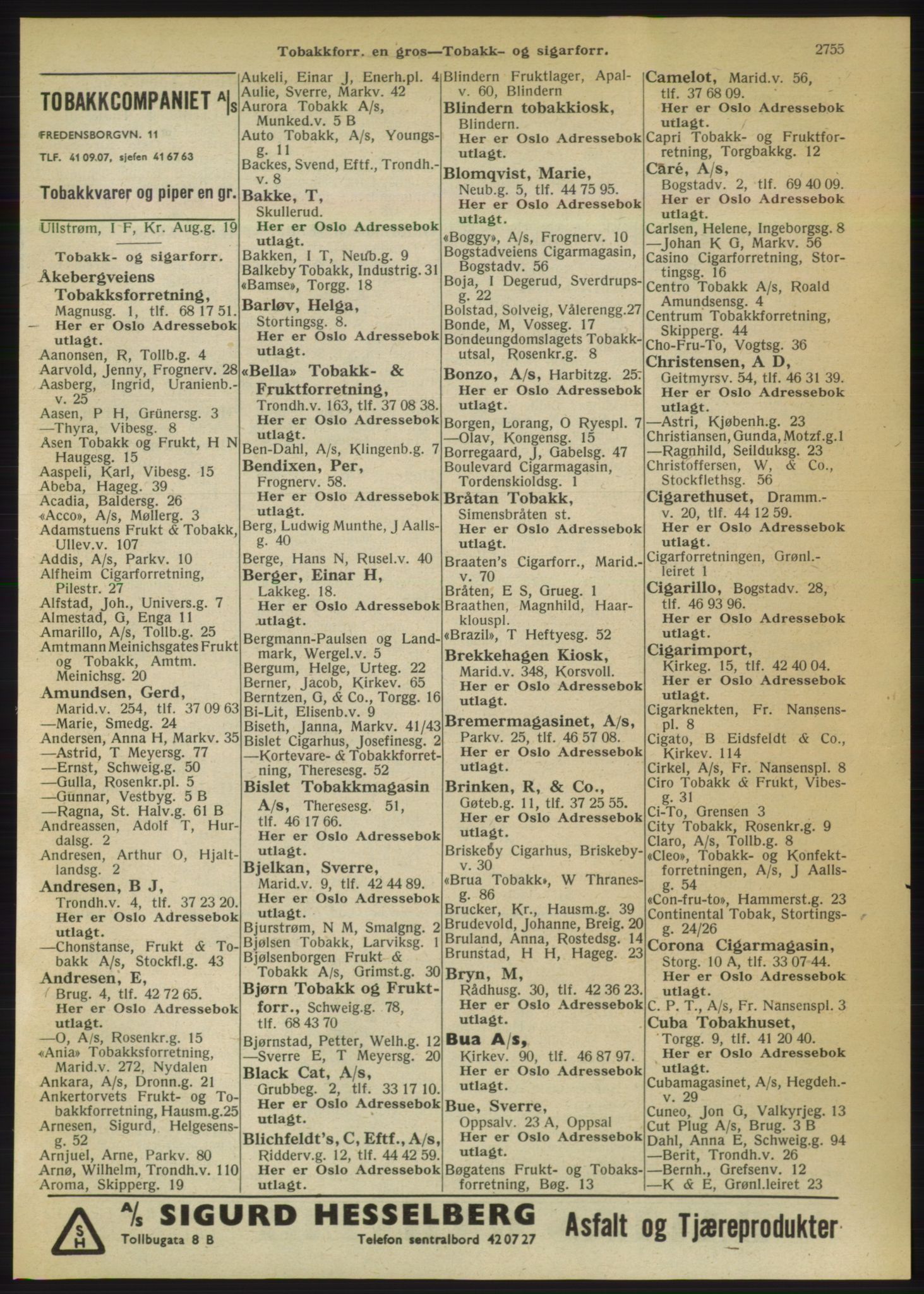 Kristiania/Oslo adressebok, PUBL/-, 1950, s. 2755