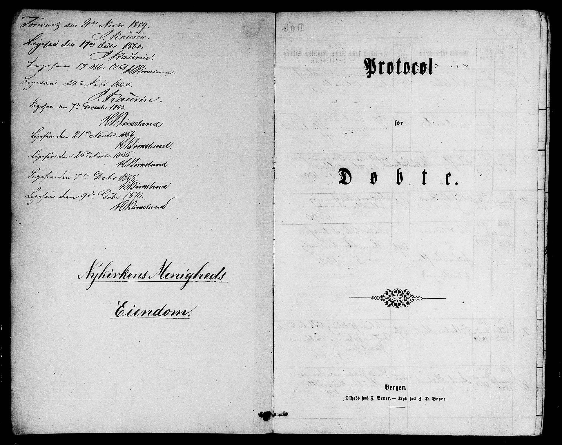 Nykirken Sokneprestembete, SAB/A-77101/H/Hab: Klokkerbok nr. B 2, 1859-1868