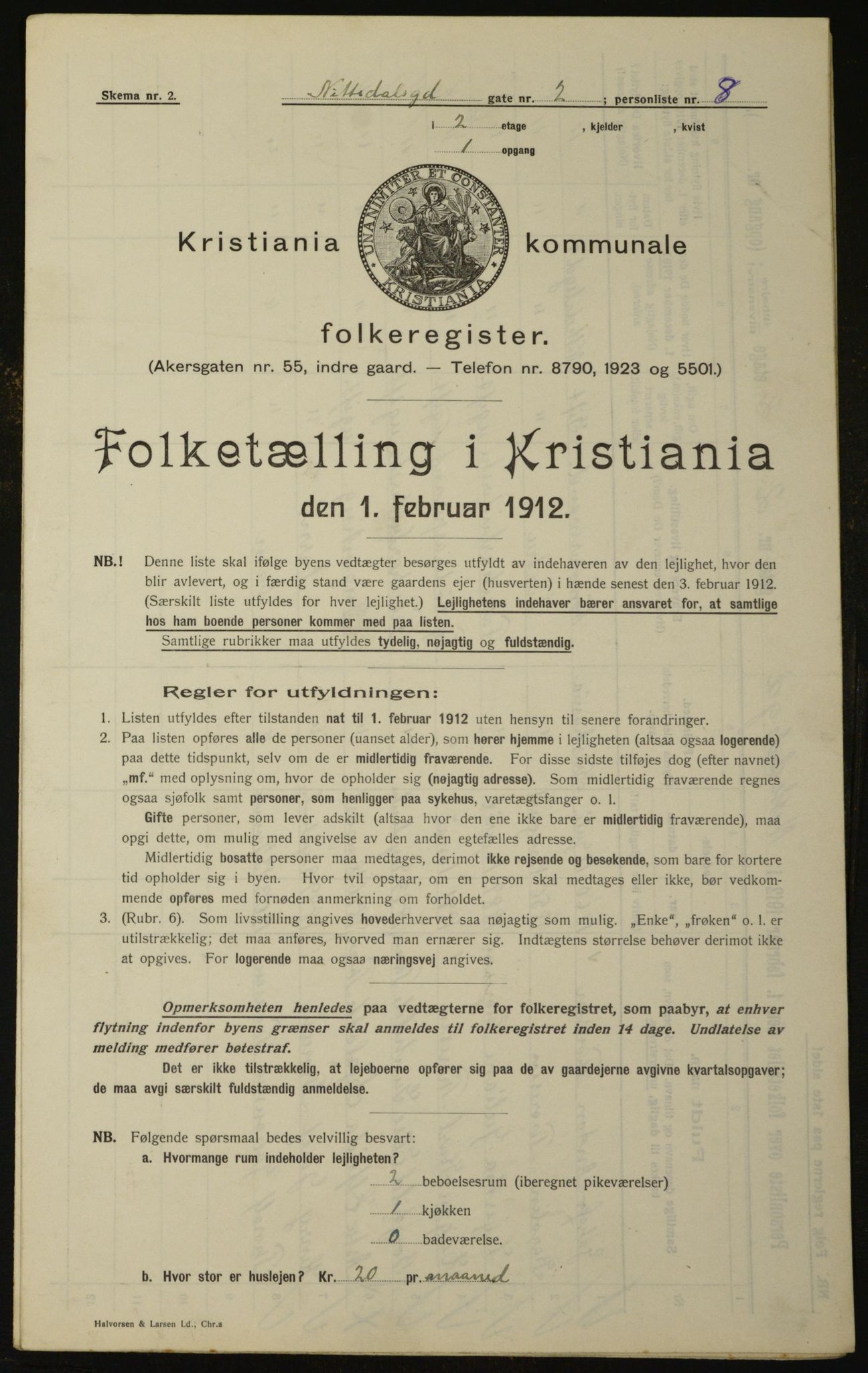 OBA, Kommunal folketelling 1.2.1912 for Kristiania, 1912, s. 71796