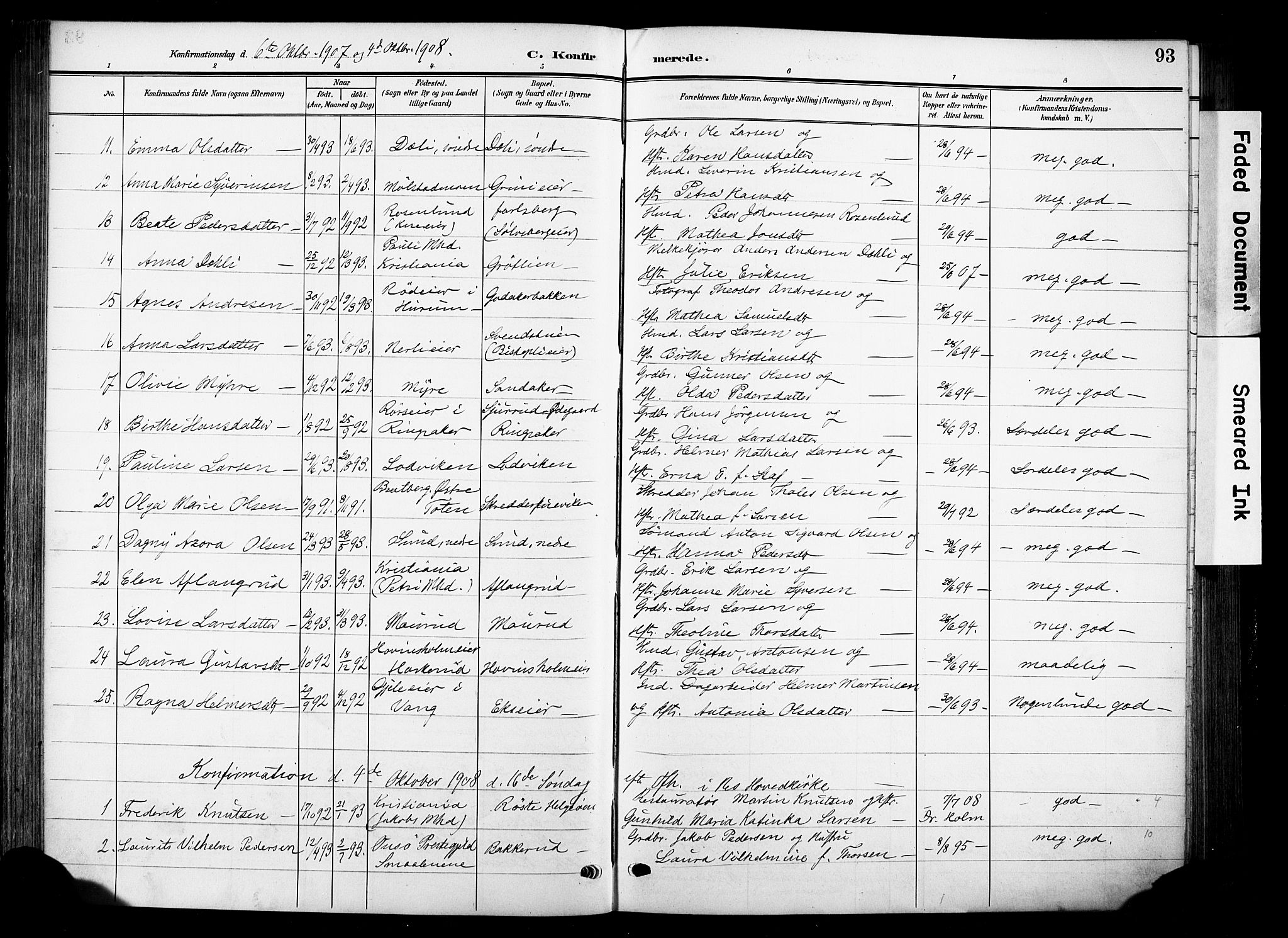 Nes prestekontor, Hedmark, AV/SAH-PREST-020/K/Ka/L0014: Ministerialbok nr. 14, 1906-1929, s. 93