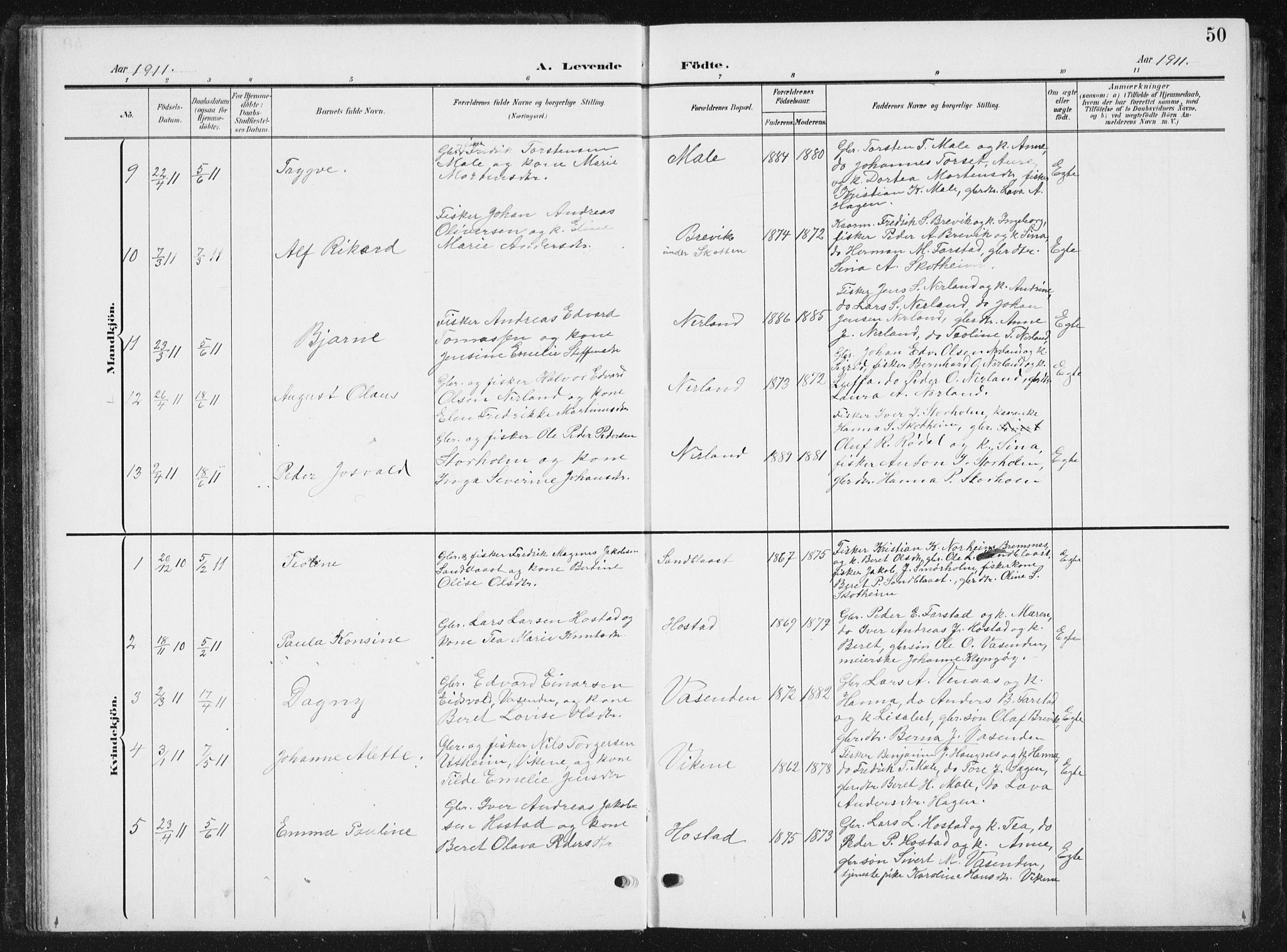 Ministerialprotokoller, klokkerbøker og fødselsregistre - Møre og Romsdal, AV/SAT-A-1454/567/L0784: Klokkerbok nr. 567C04, 1903-1938, s. 50