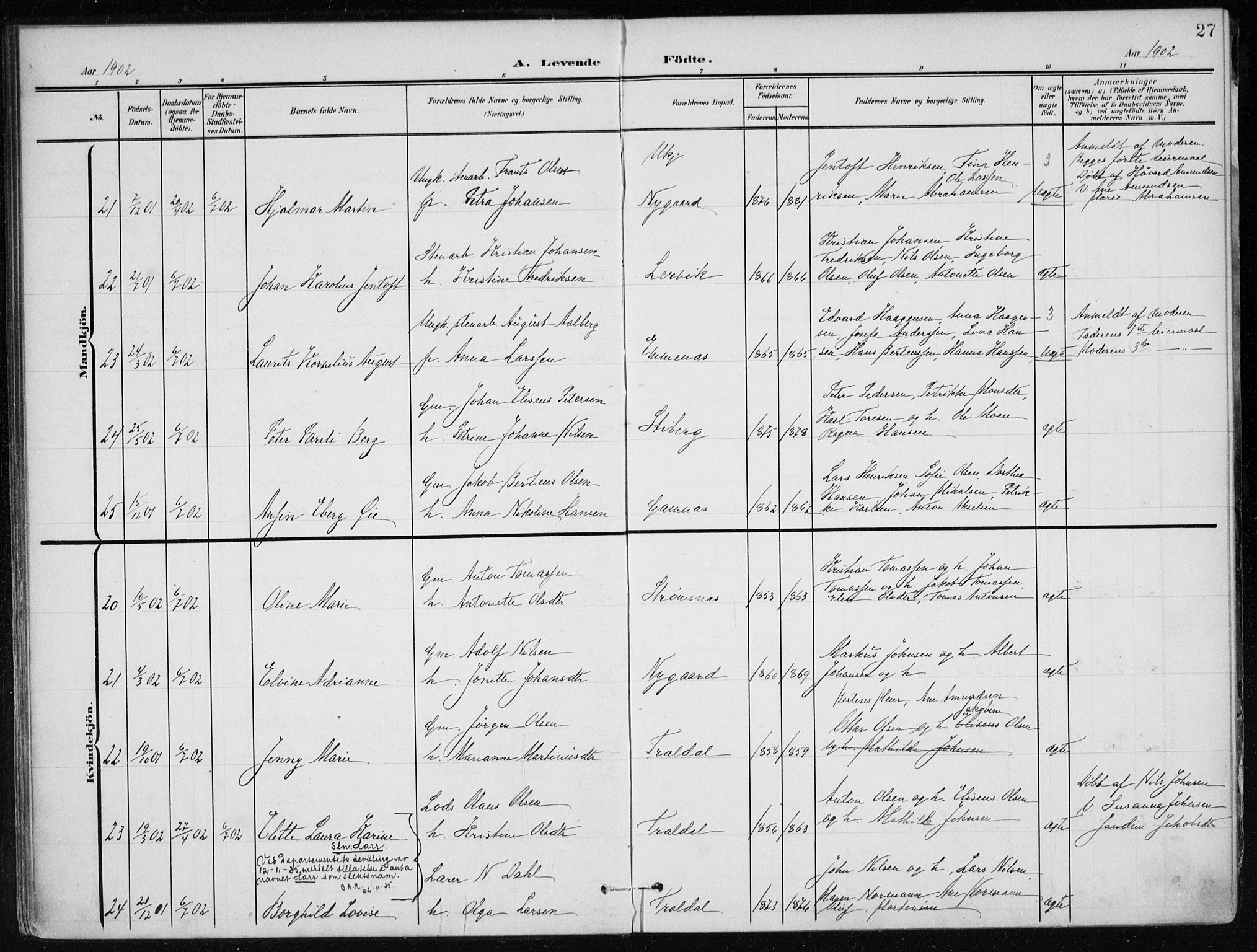 Ministerialprotokoller, klokkerbøker og fødselsregistre - Nordland, AV/SAT-A-1459/866/L0941: Ministerialbok nr. 866A04, 1901-1917, s. 27