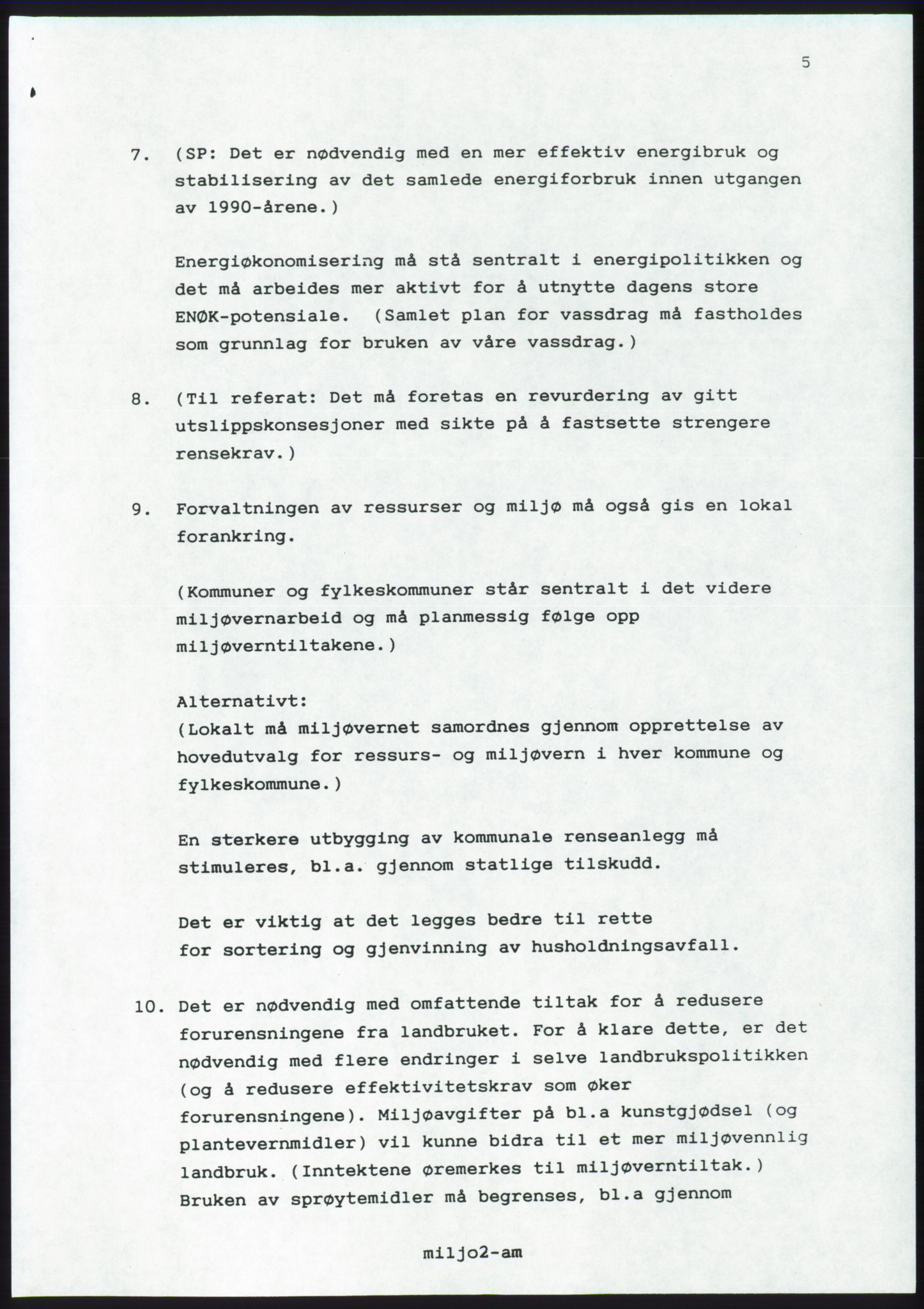 Forhandlingsmøtene 1989 mellom Høyre, KrF og Senterpartiet om dannelse av regjering, AV/RA-PA-0697/A/L0001: Forhandlingsprotokoll med vedlegg, 1989, s. 378