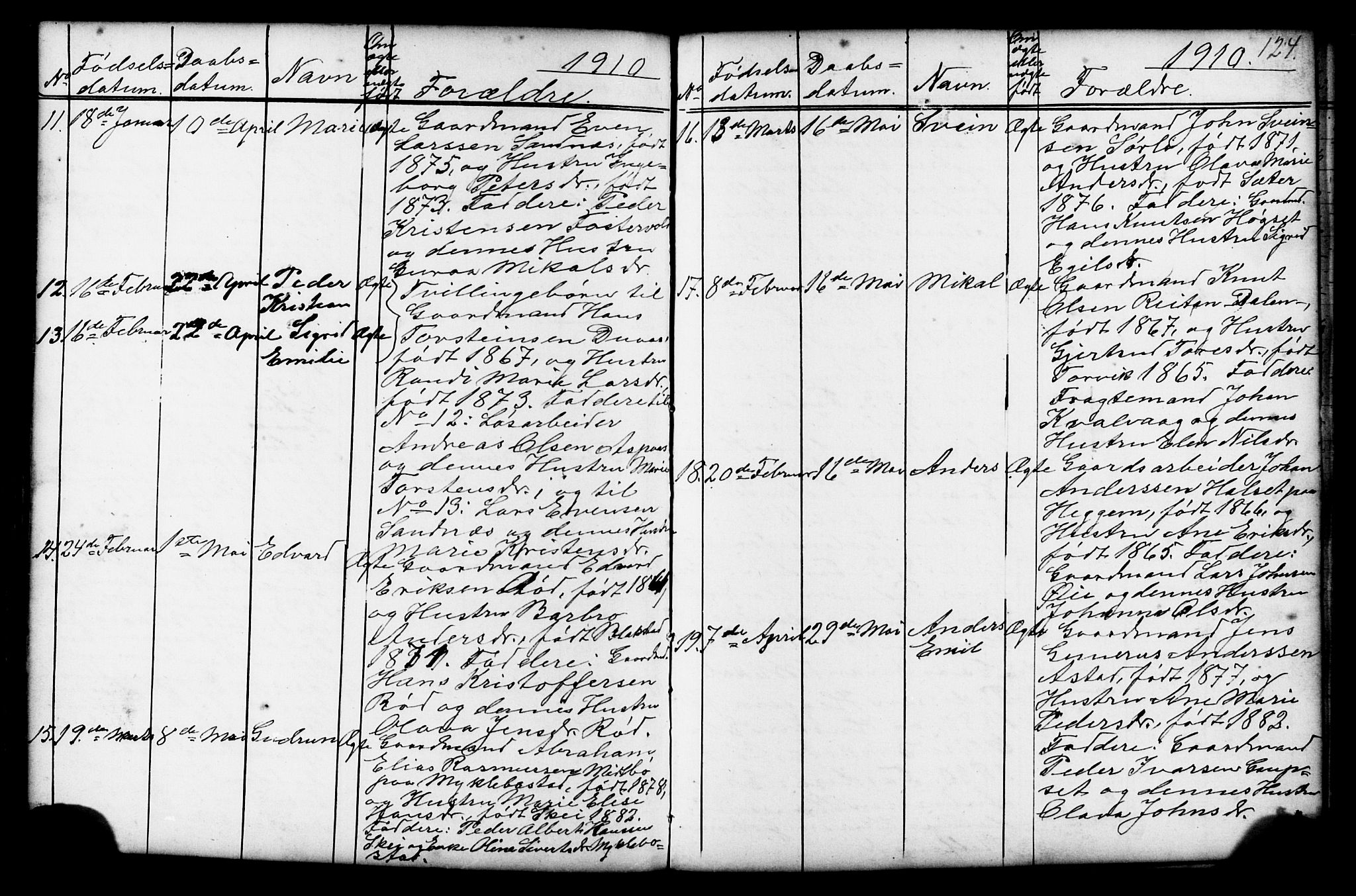 Ministerialprotokoller, klokkerbøker og fødselsregistre - Møre og Romsdal, AV/SAT-A-1454/584/L0969: Klokkerbok nr. 584C02, 1877-1911, s. 124