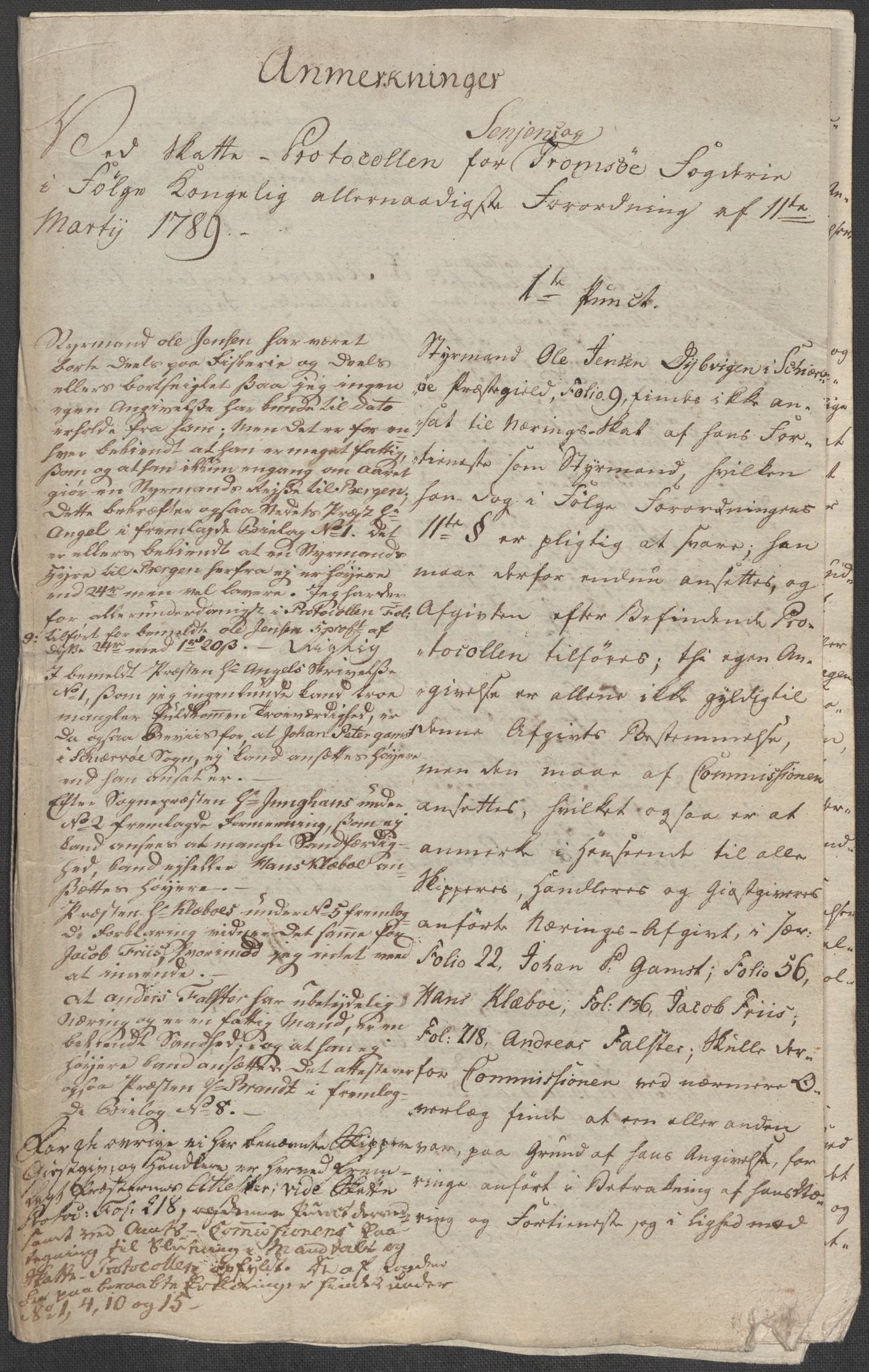 Rentekammeret inntil 1814, Reviderte regnskaper, Mindre regnskaper, RA/EA-4068/Rf/Rfe/L0042:  Senja og Troms fogderi, 1789, s. 17