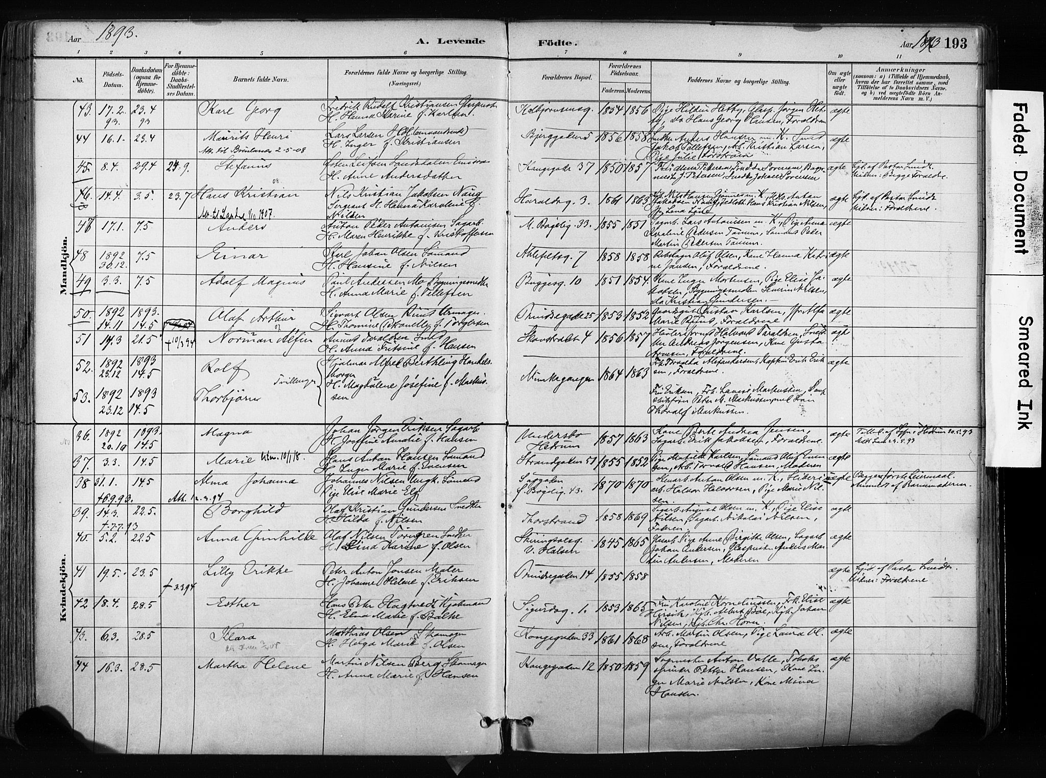 Larvik kirkebøker, AV/SAKO-A-352/F/Fa/L0009: Ministerialbok nr. I 9, 1884-1904, s. 193