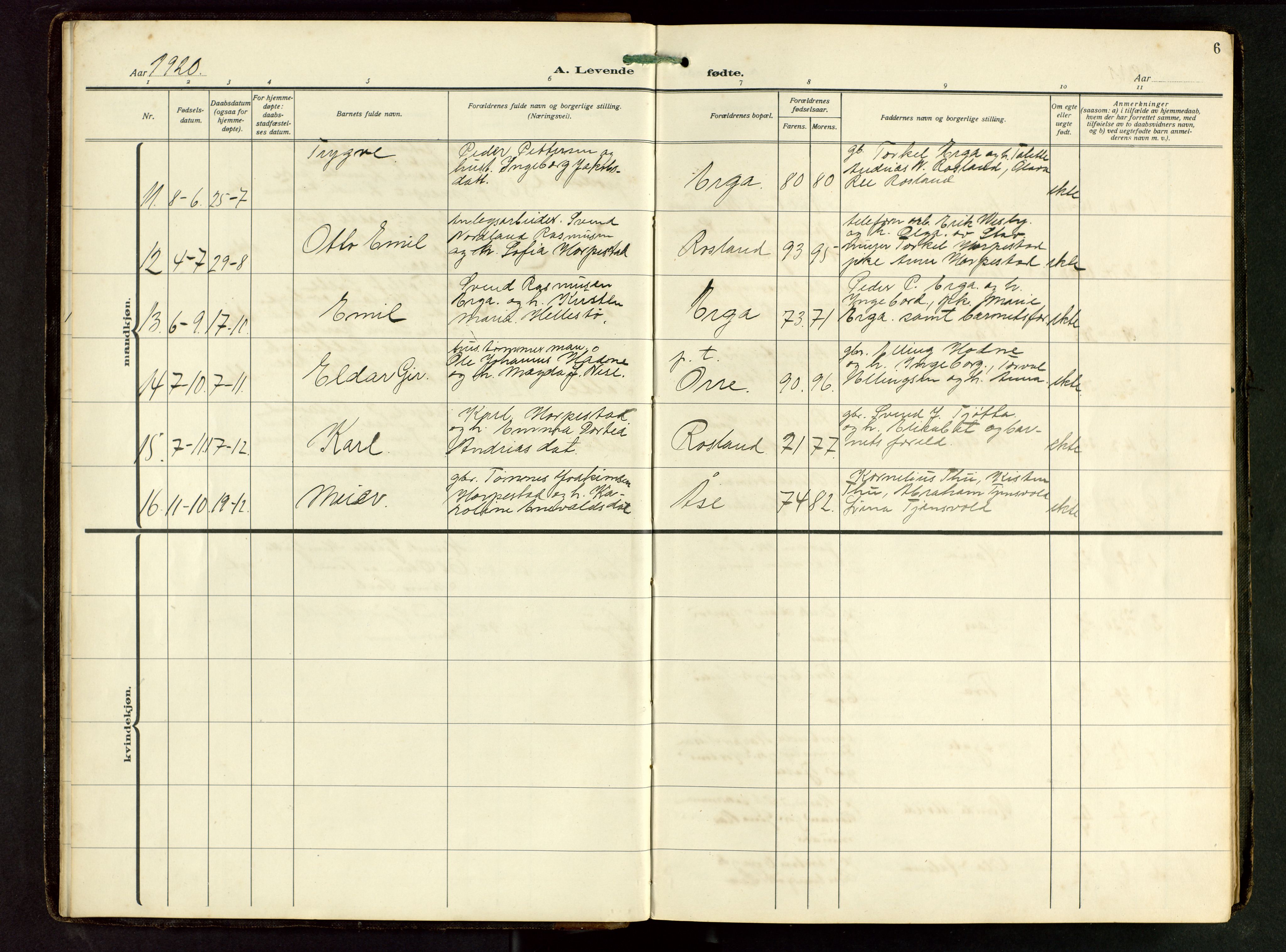 Klepp sokneprestkontor, AV/SAST-A-101803/001/3/30BB/L0008: Klokkerbok nr. B 8, 1918-1949, s. 6