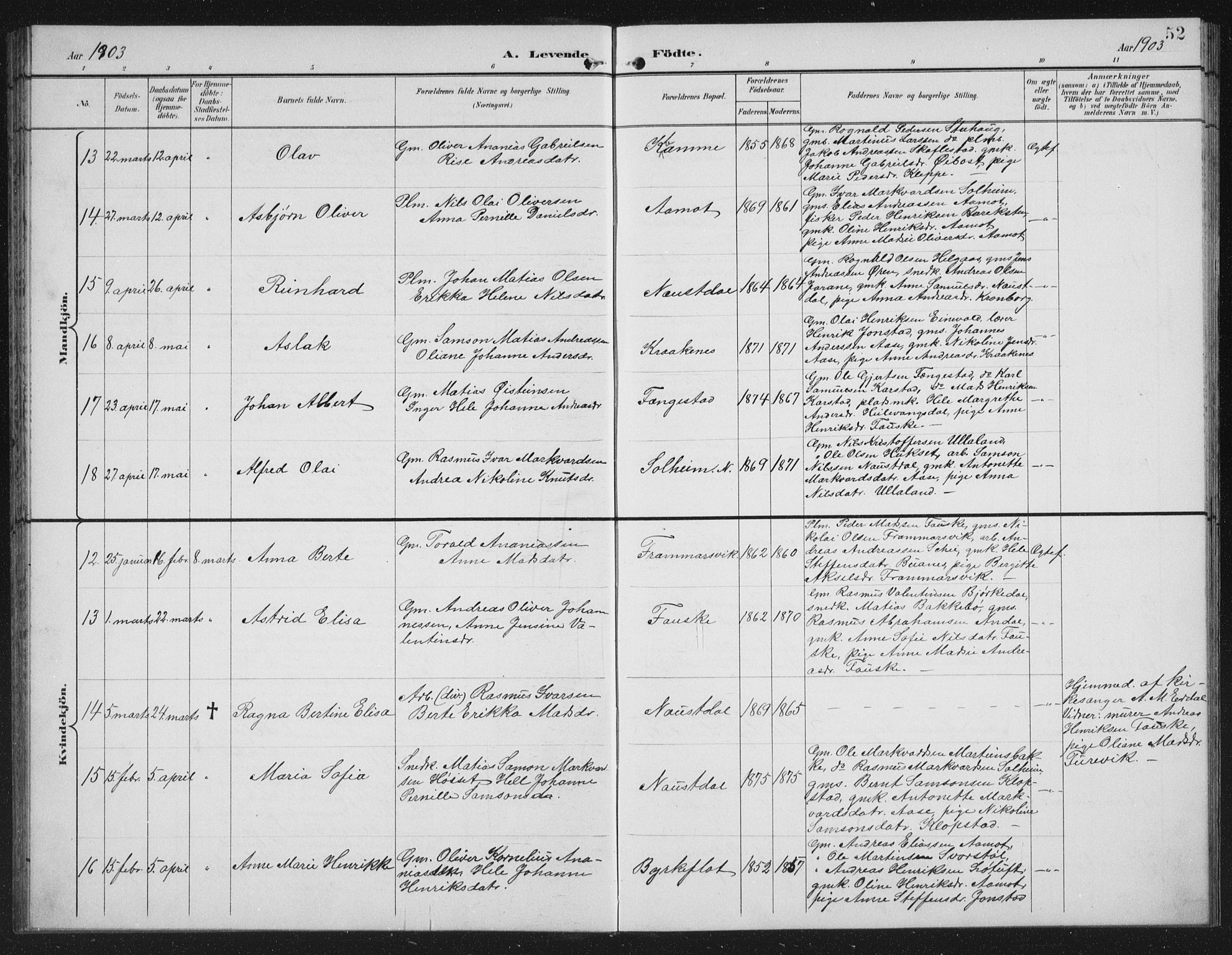 Førde sokneprestembete, AV/SAB-A-79901/H/Hab/Habd/L0004: Klokkerbok nr. D 4, 1896-1913, s. 52