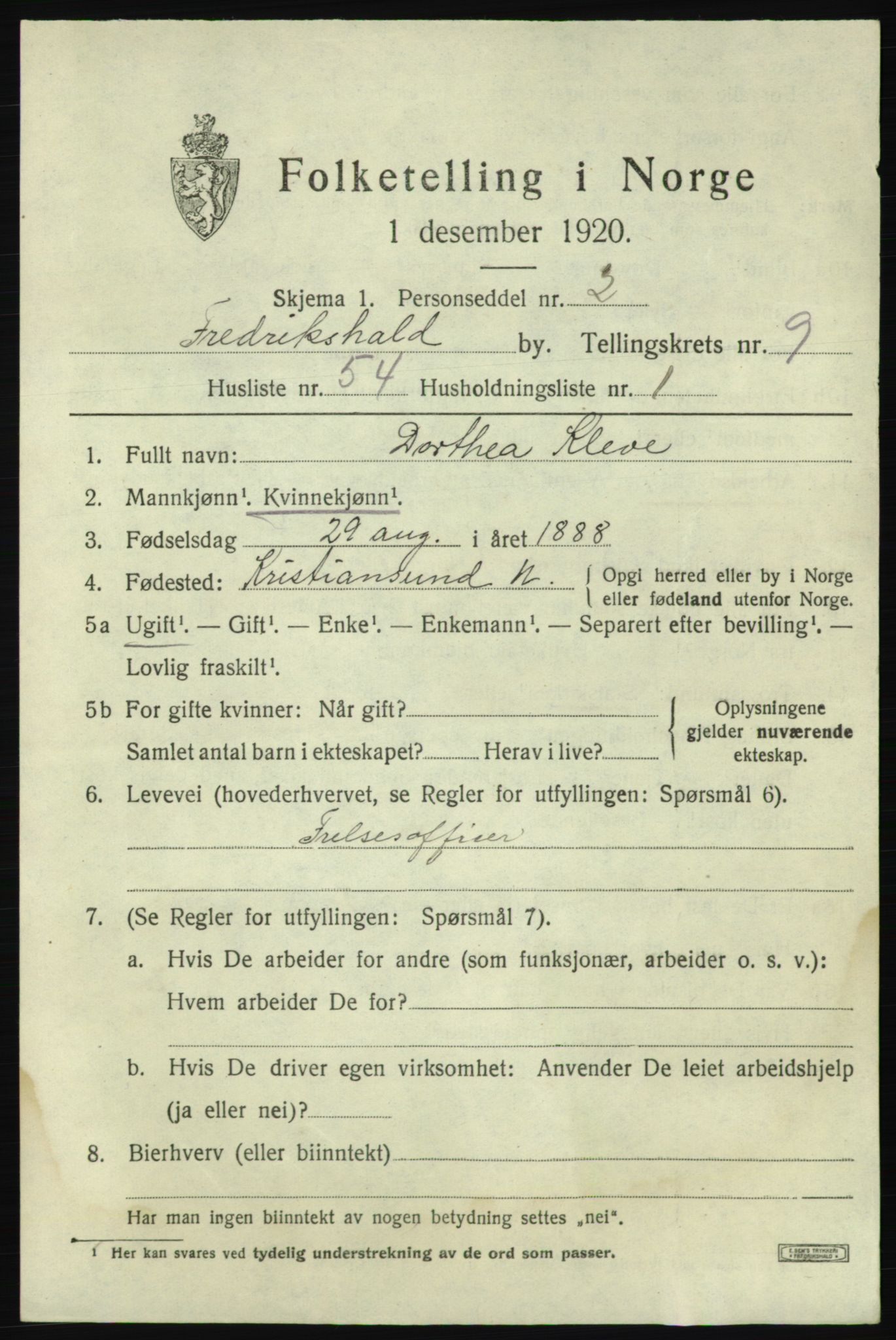 SAO, Folketelling 1920 for 0101 Fredrikshald kjøpstad, 1920, s. 17283