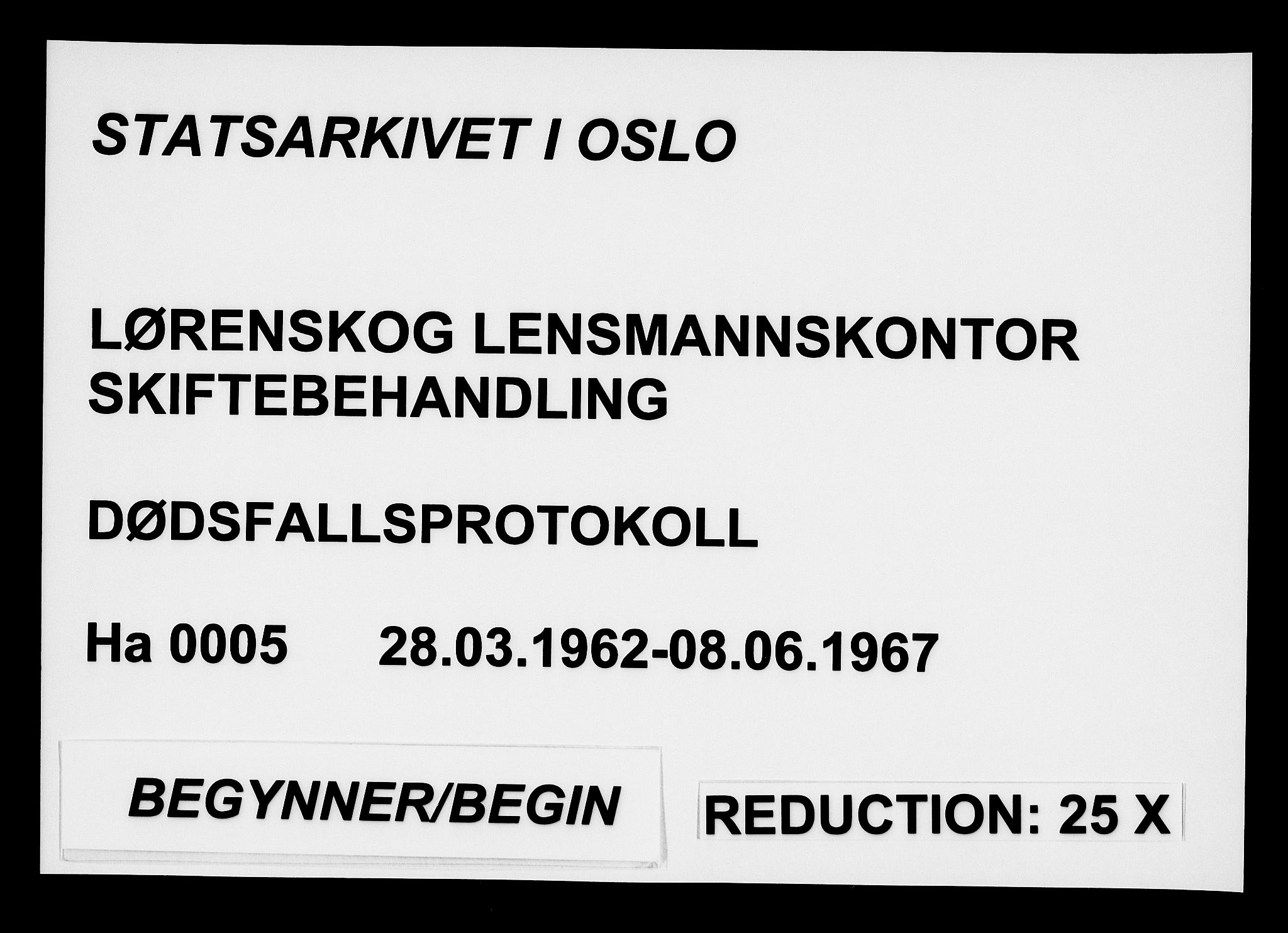 Lørenskog lensmannskontor, AV/SAO-A-10551/H/Ha/L0005: Dødsfallsprotokoll, 1962-1967