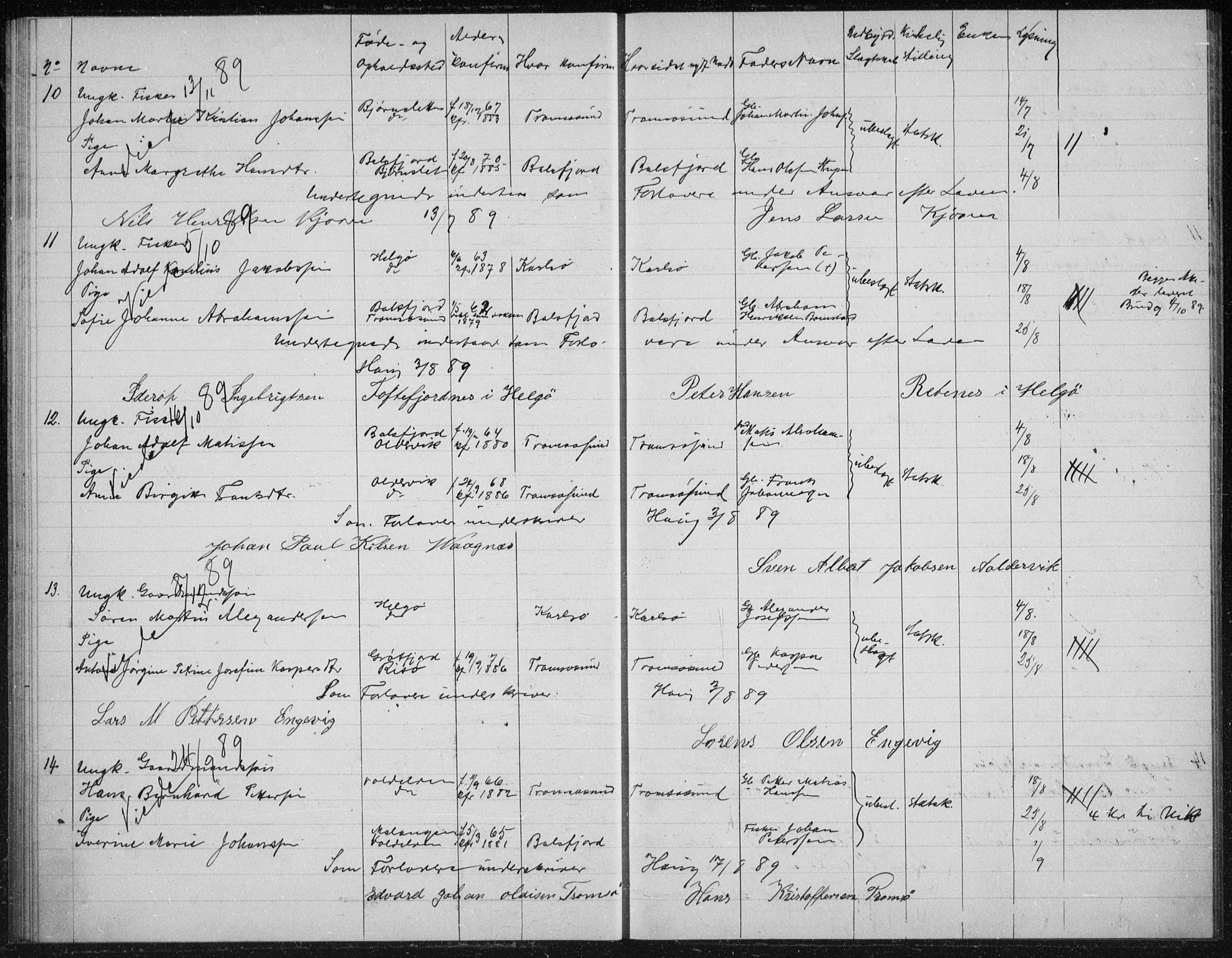 Tromsøysund sokneprestkontor, AV/SATØ-S-1304/H/Hc/L0057: Lysningsprotokoll nr. 57, 1887-1894