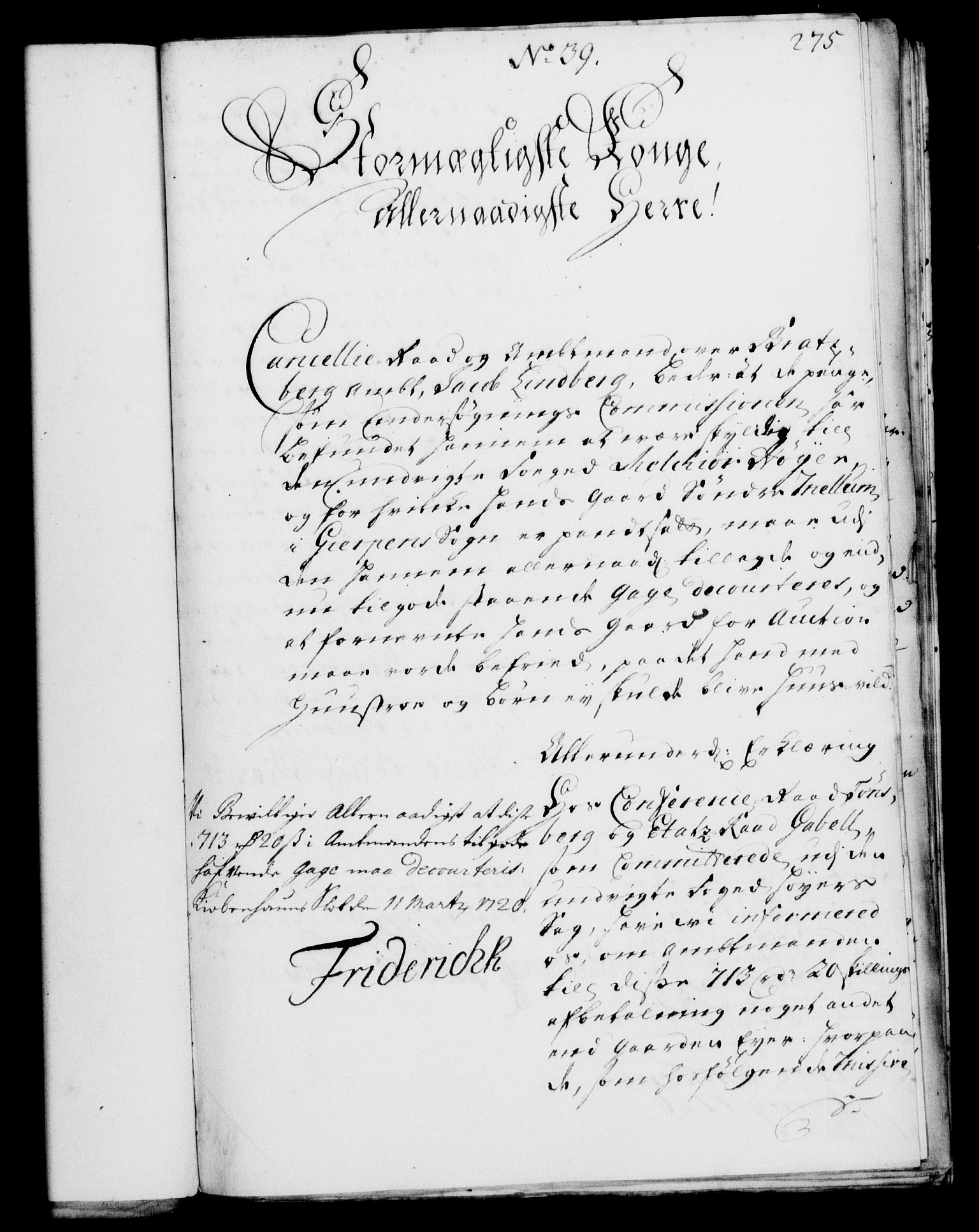 Rentekammeret, Kammerkanselliet, AV/RA-EA-3111/G/Gf/Gfa/L0002: Norsk relasjons- og resolusjonsprotokoll (merket RK 52.2), 1720, s. 275