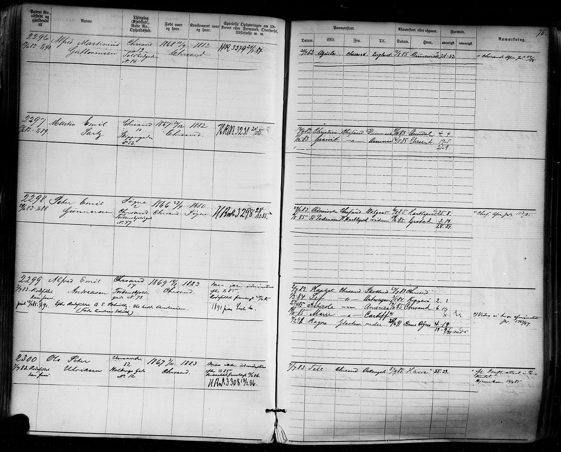 Kristiansand mønstringskrets, SAK/2031-0015/F/Fa/L0006: Annotasjonsrulle nr 1921-3830 med register, I-4, 1880-1917, s. 104