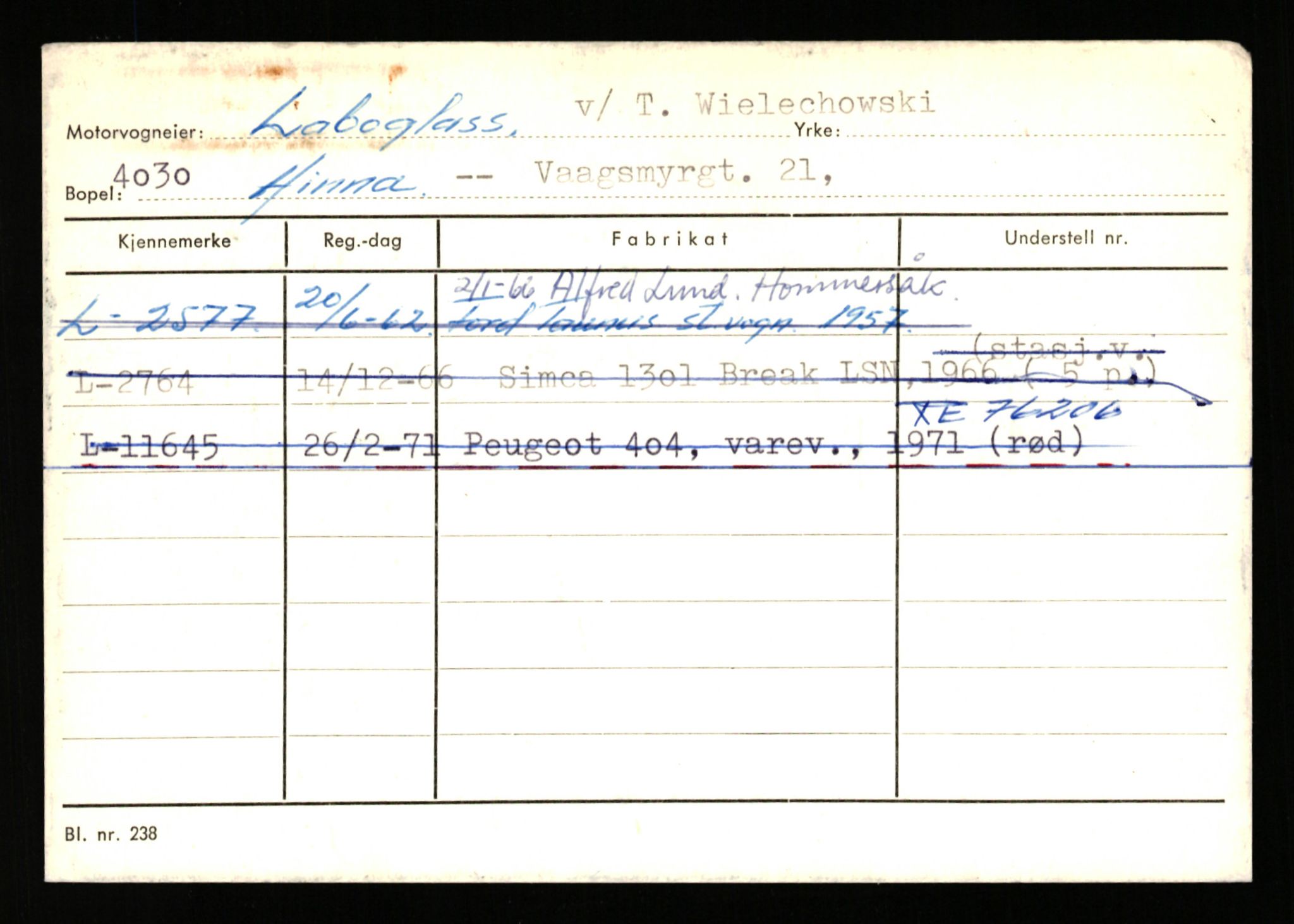 Stavanger trafikkstasjon, SAST/A-101942/0/H/L0021: Kristiania - Landsnes, 1930-1971, s. 2372