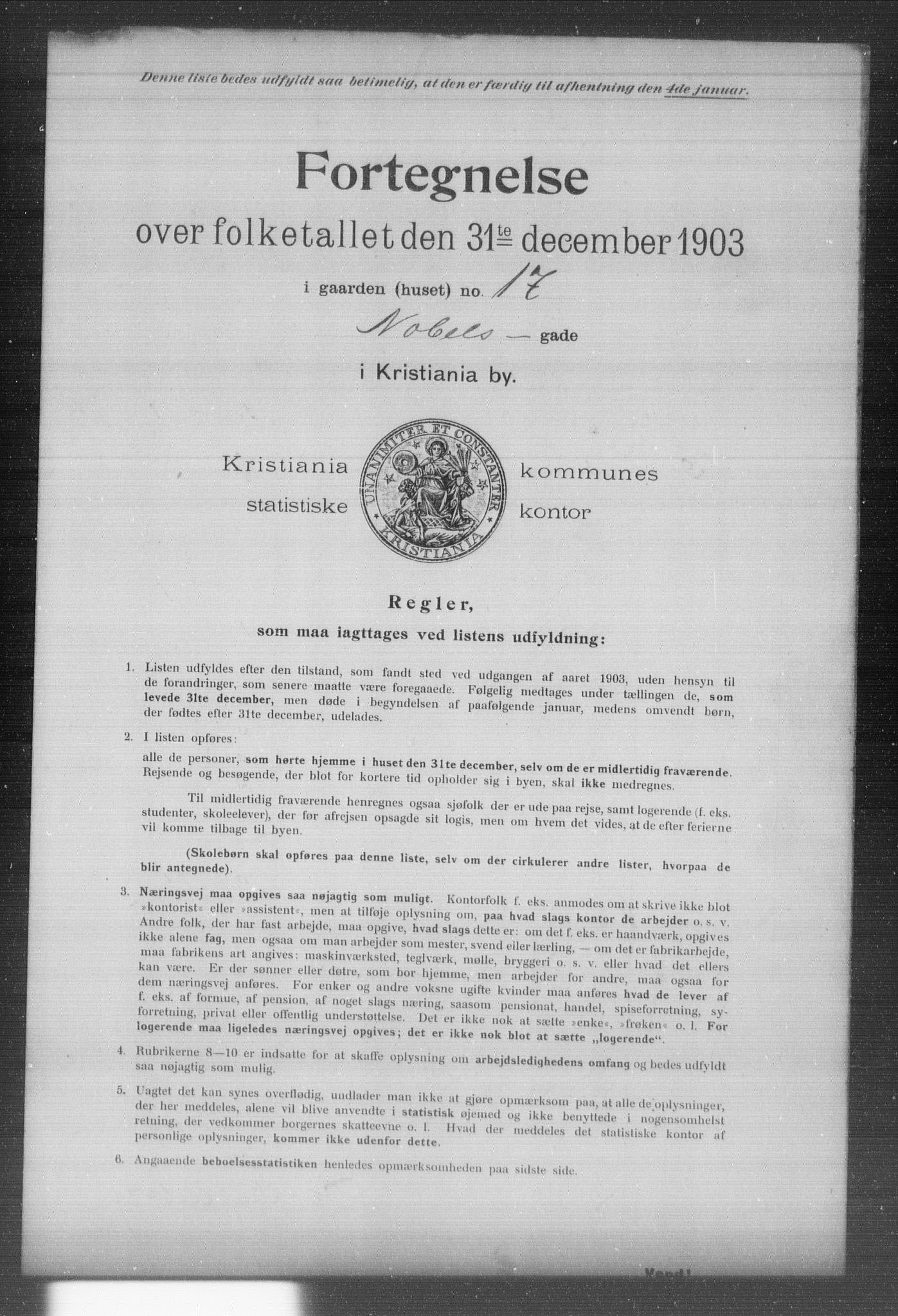 OBA, Kommunal folketelling 31.12.1903 for Kristiania kjøpstad, 1903, s. 13874