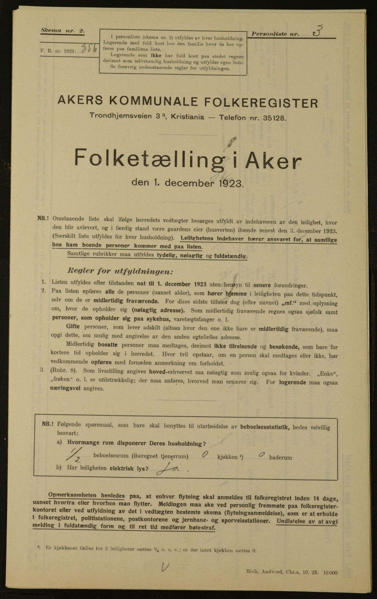 , Kommunal folketelling 1.12.1923 for Aker, 1923, s. 2263