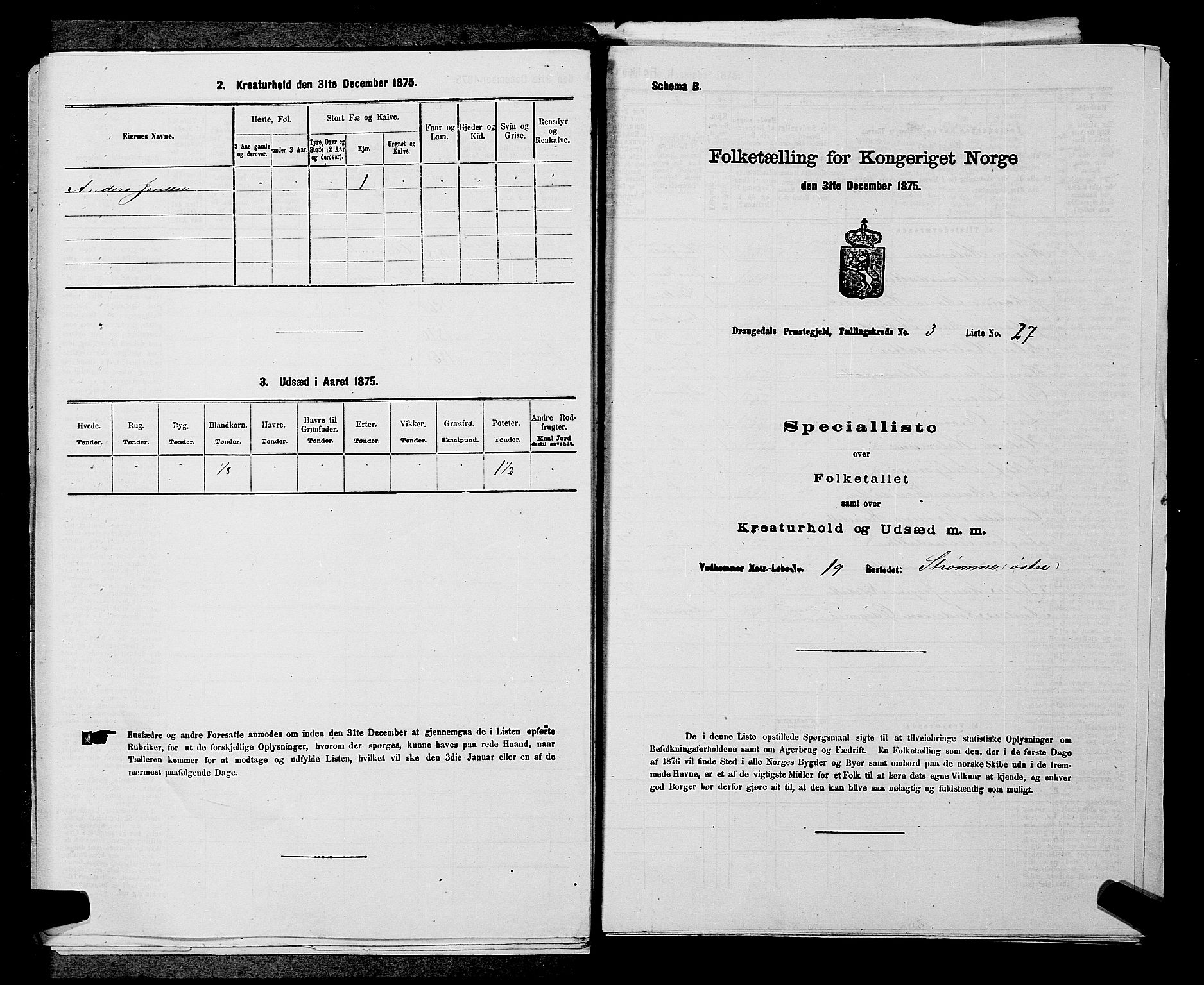 SAKO, Folketelling 1875 for 0817P Drangedal prestegjeld, 1875, s. 382