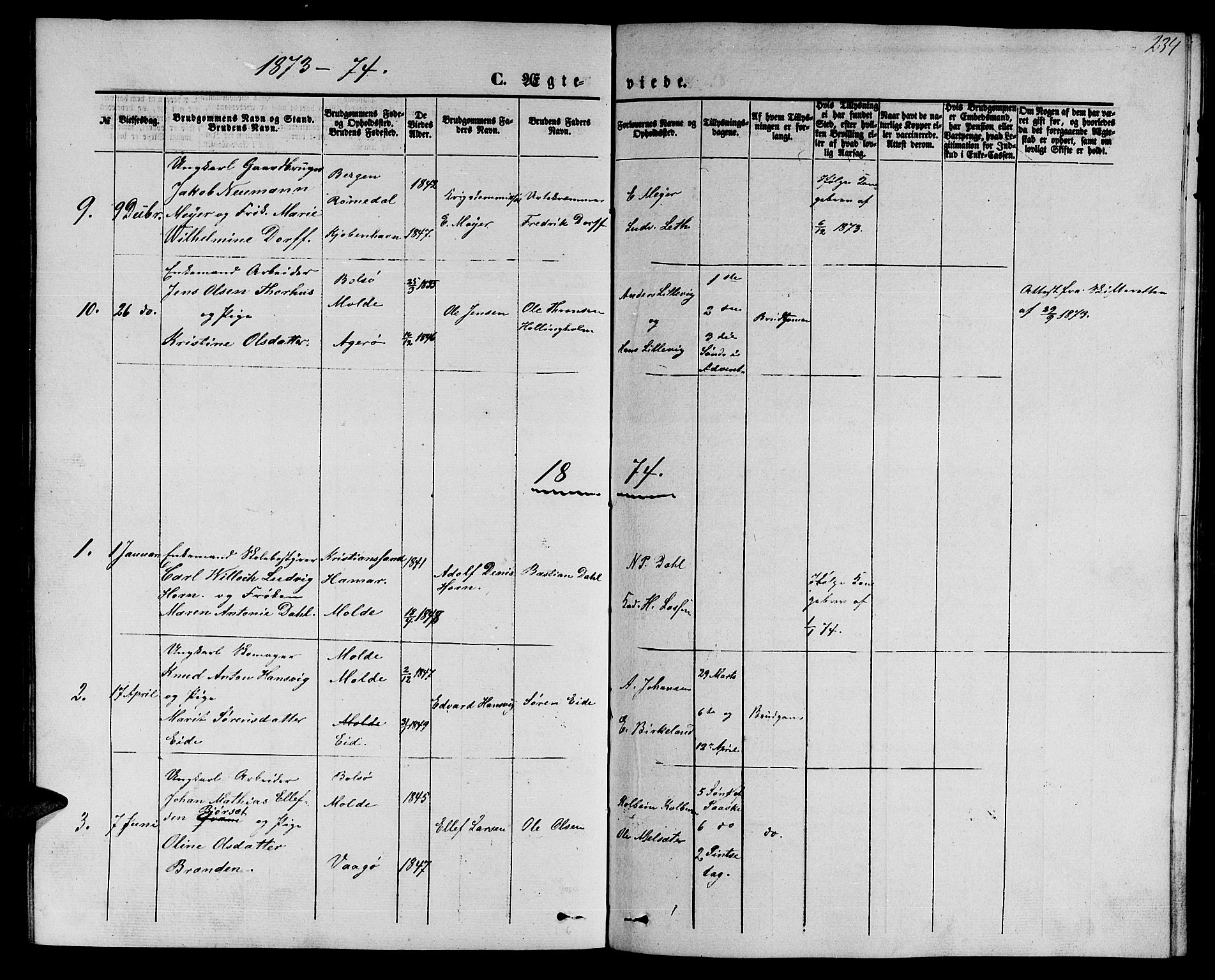 Ministerialprotokoller, klokkerbøker og fødselsregistre - Møre og Romsdal, SAT/A-1454/558/L0701: Klokkerbok nr. 558C02, 1862-1879, s. 234