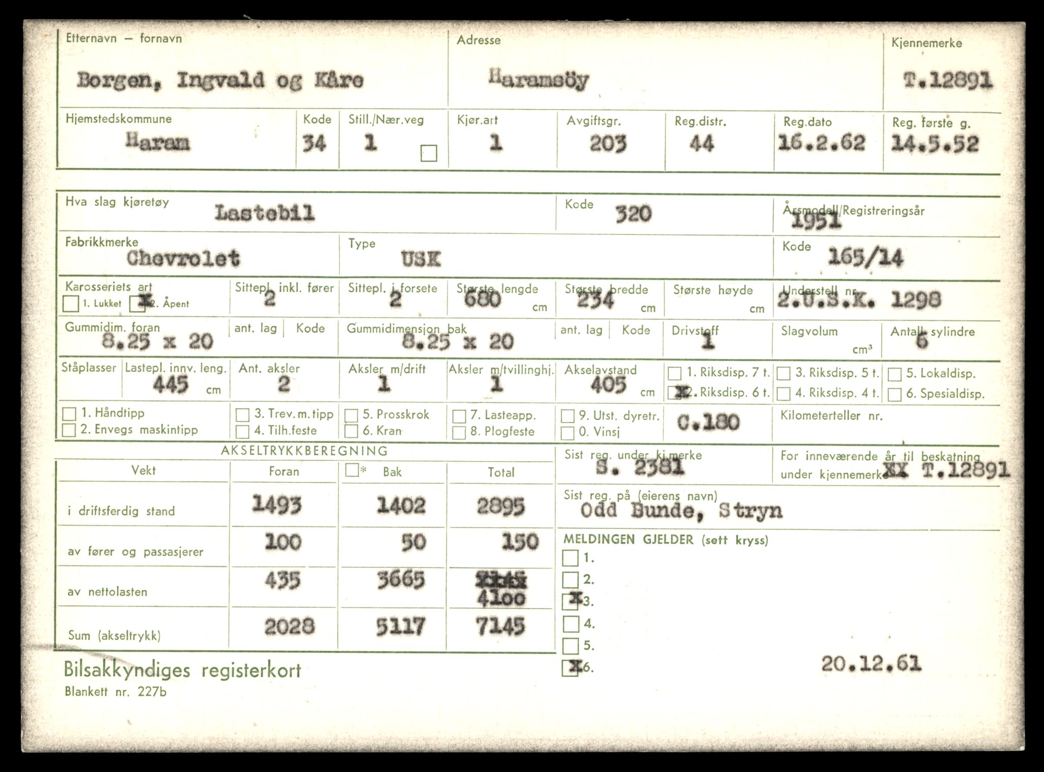 Møre og Romsdal vegkontor - Ålesund trafikkstasjon, AV/SAT-A-4099/F/Fe/L0036: Registreringskort for kjøretøy T 12831 - T 13030, 1927-1998, s. 1039