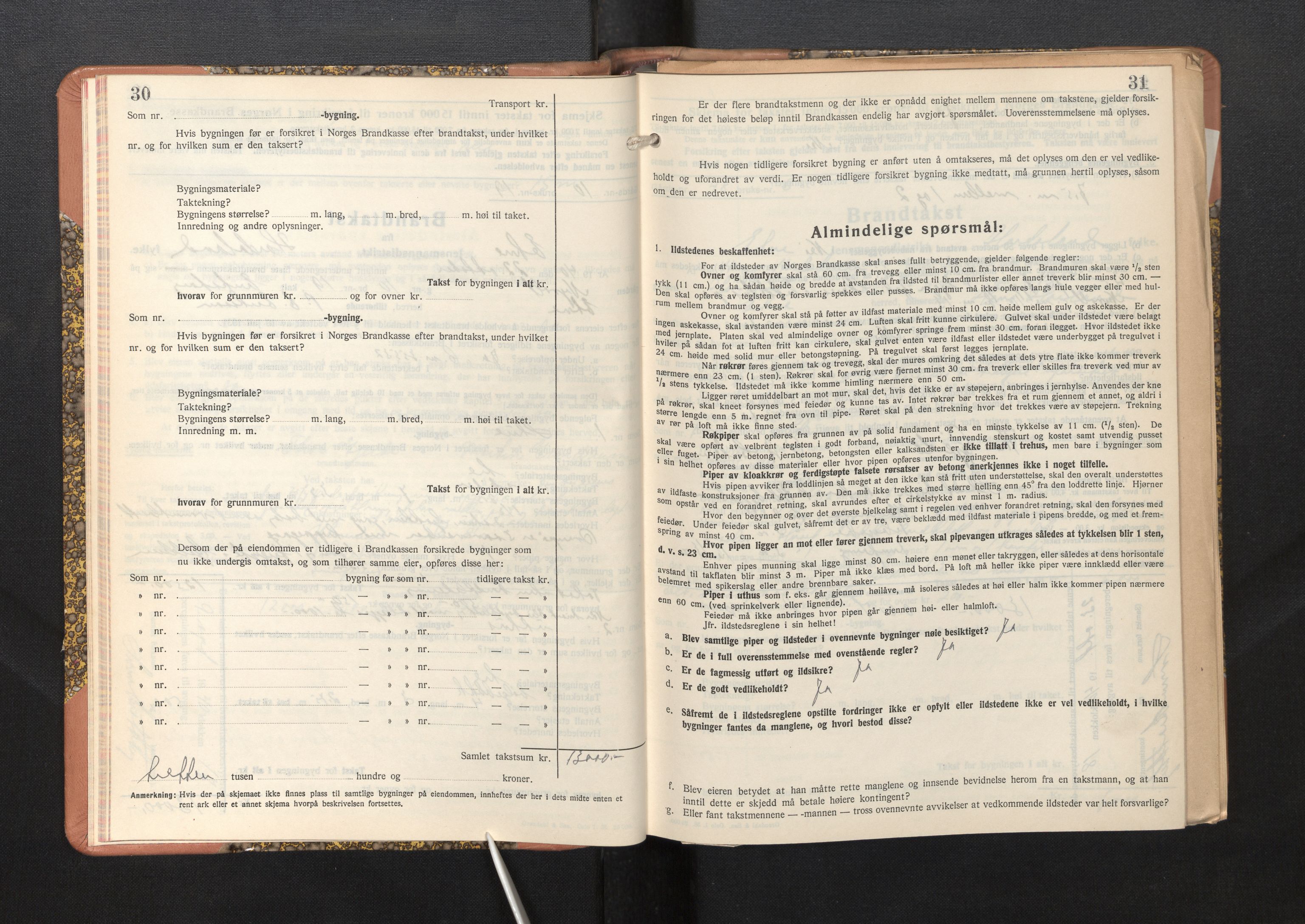 Lensmannen i Etne, SAB/A-31601/0012/L0002: Branntakstprotokoll, skjematakst, 1939-1948, s. 30-31