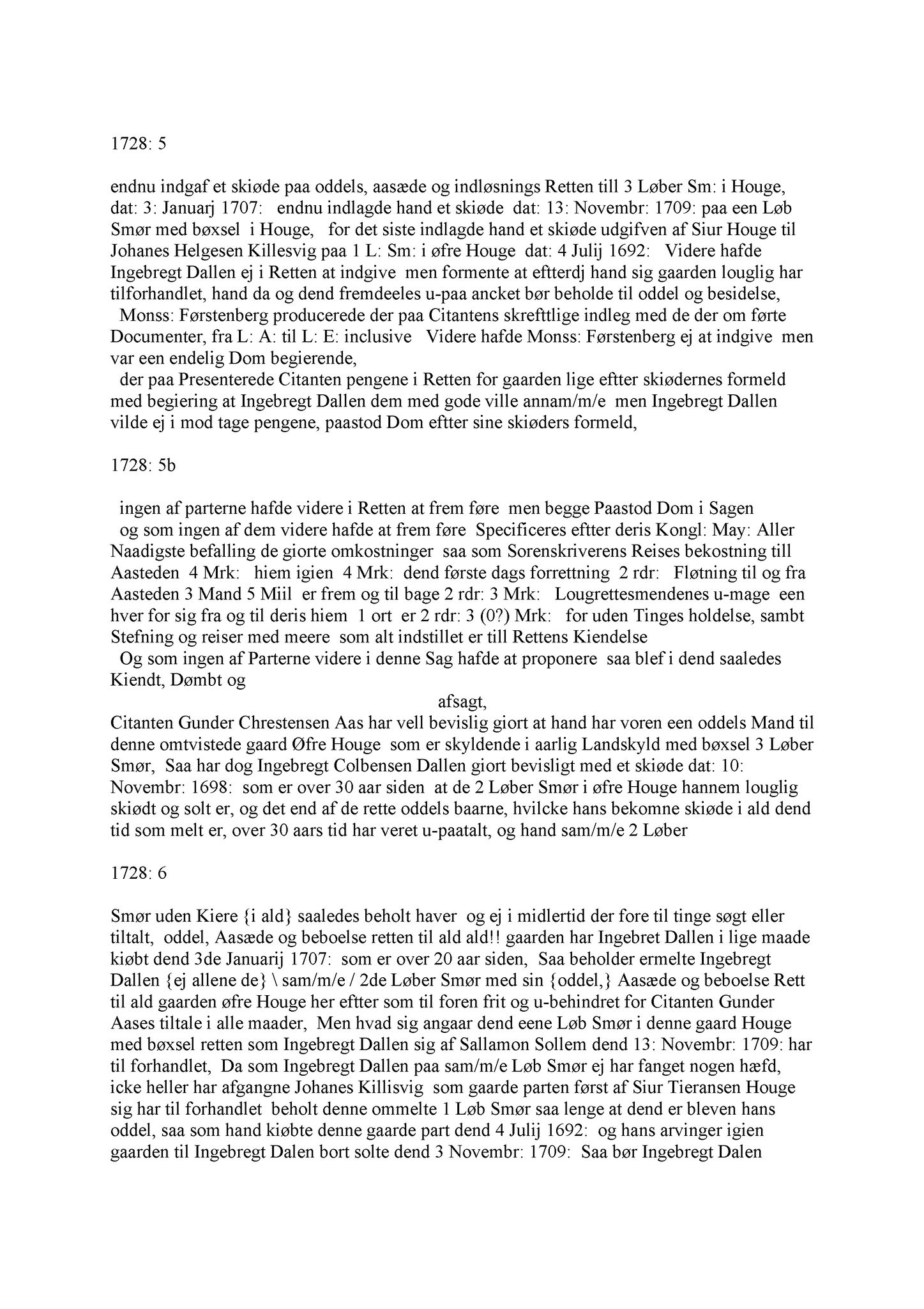 Samling av fulltekstavskrifter, SAB/FULLTEKST/A/12/0033: Sunnhordland sorenskriveri, tingbok nr. A 33, 1728-1729