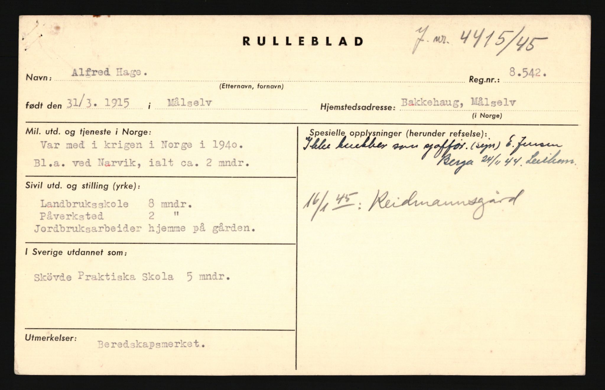 Forsvaret, Troms infanteriregiment nr. 16, AV/RA-RAFA-3146/P/Pa/L0020: Rulleblad for regimentets menige mannskaper, årsklasse 1936, 1936, s. 295